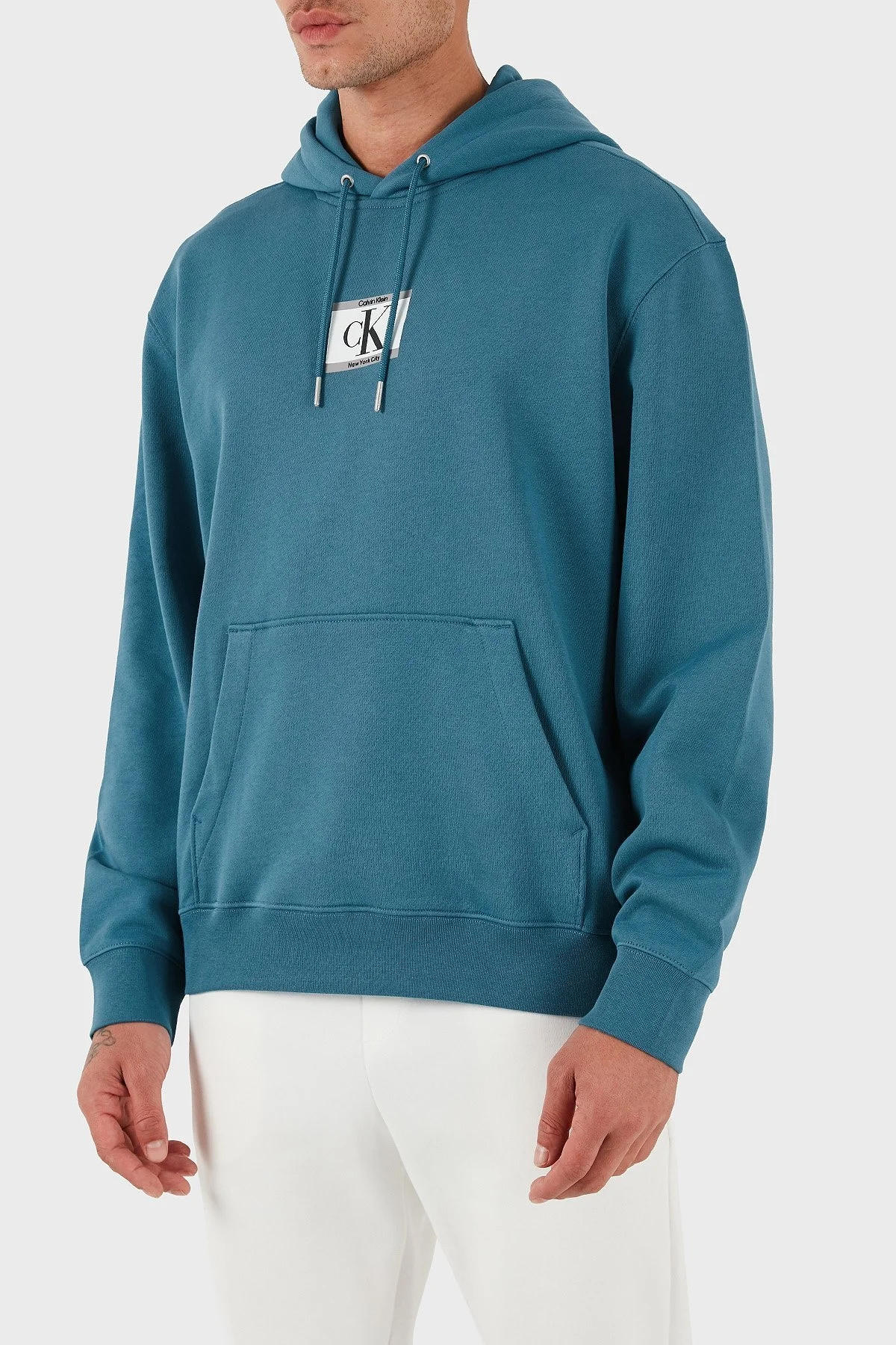 Calvin Klein Logolu Pamuklu Regular Fit Kapüşonlu LV04RC286GCCY Erkek Sweat LV04RC286G CCY MAVİ - 3