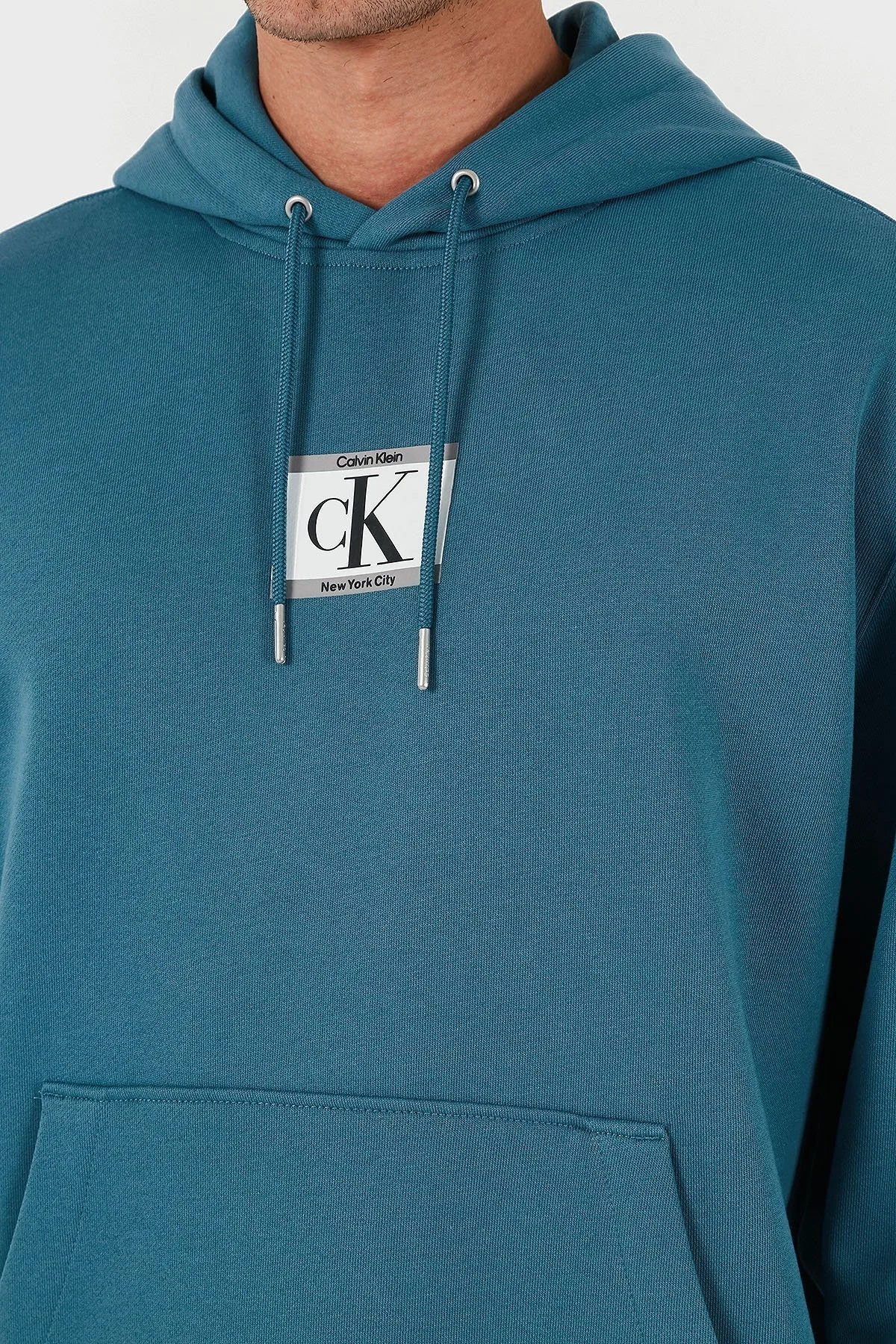 Calvin Klein Logolu Pamuklu Regular Fit Kapüşonlu LV04RC286GCCY Erkek Sweat LV04RC286G CCY MAVİ - 5