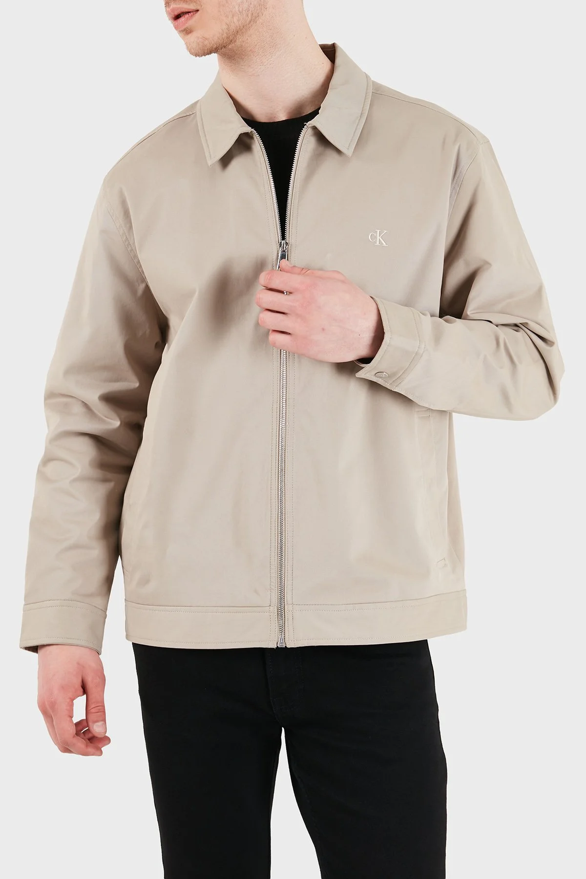 Calvin Klein Logolu Pamuklu Regular Fit Klasik Yaka LV04RE405GRAK Erkek Ceket LV04RE405G RAK TOPRAK - 4