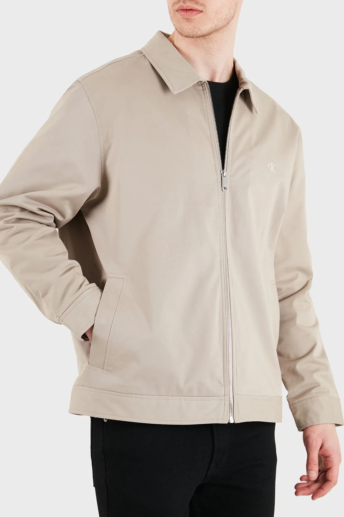 Calvin Klein Logolu Pamuklu Regular Fit Klasik Yaka LV04RE405GRAK Erkek Ceket LV04RE405G RAK TOPRAK - 5