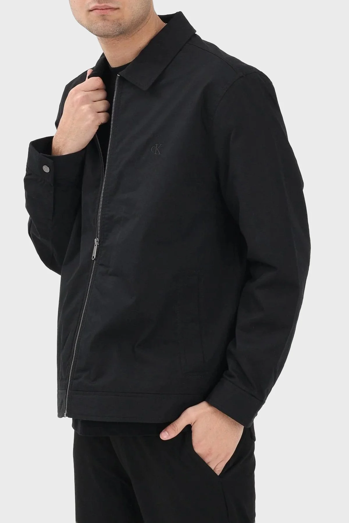 Calvin Klein Logolu Pamuklu Regular Fit Klasik Yaka LV04RE405GUB1 Erkek Ceket LV04RE405G UB1 SİYAH - 2