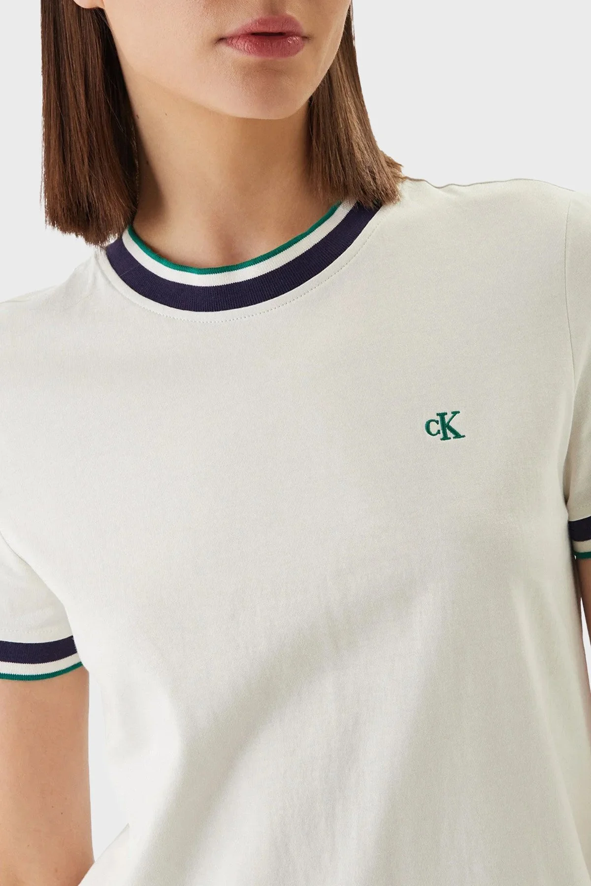 Calvin Klein Logolu Pamuklu Regular Fit Mini LV047F248GYAS Kadın Elbise LV047F248G YAS BEYAZ - 4