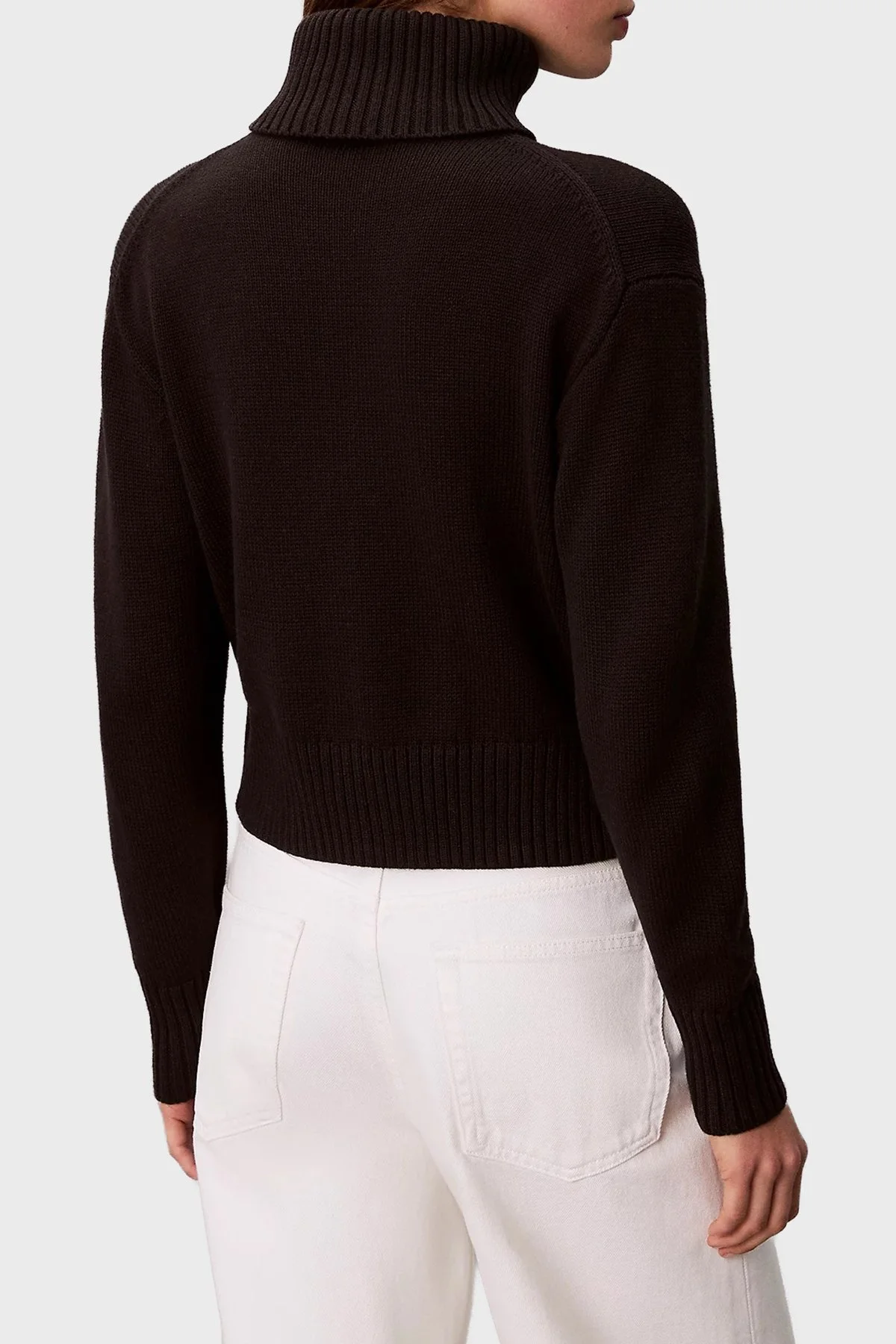 Calvin Klein Logolu Pamuklu Relaxed Fit Balıkçı Yaka LV047D354GUB1 Bayan Kazak LV047D354G UB1 SİYAH - 2