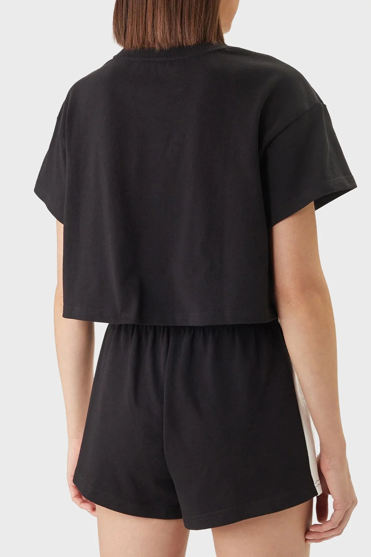 Calvin Klein Logolu Pamuklu Relaxed Fit Bisiklet Yaka LV00Q61201UB1 Bayan Crop LV00Q61201 UB1 SİYAH - 3