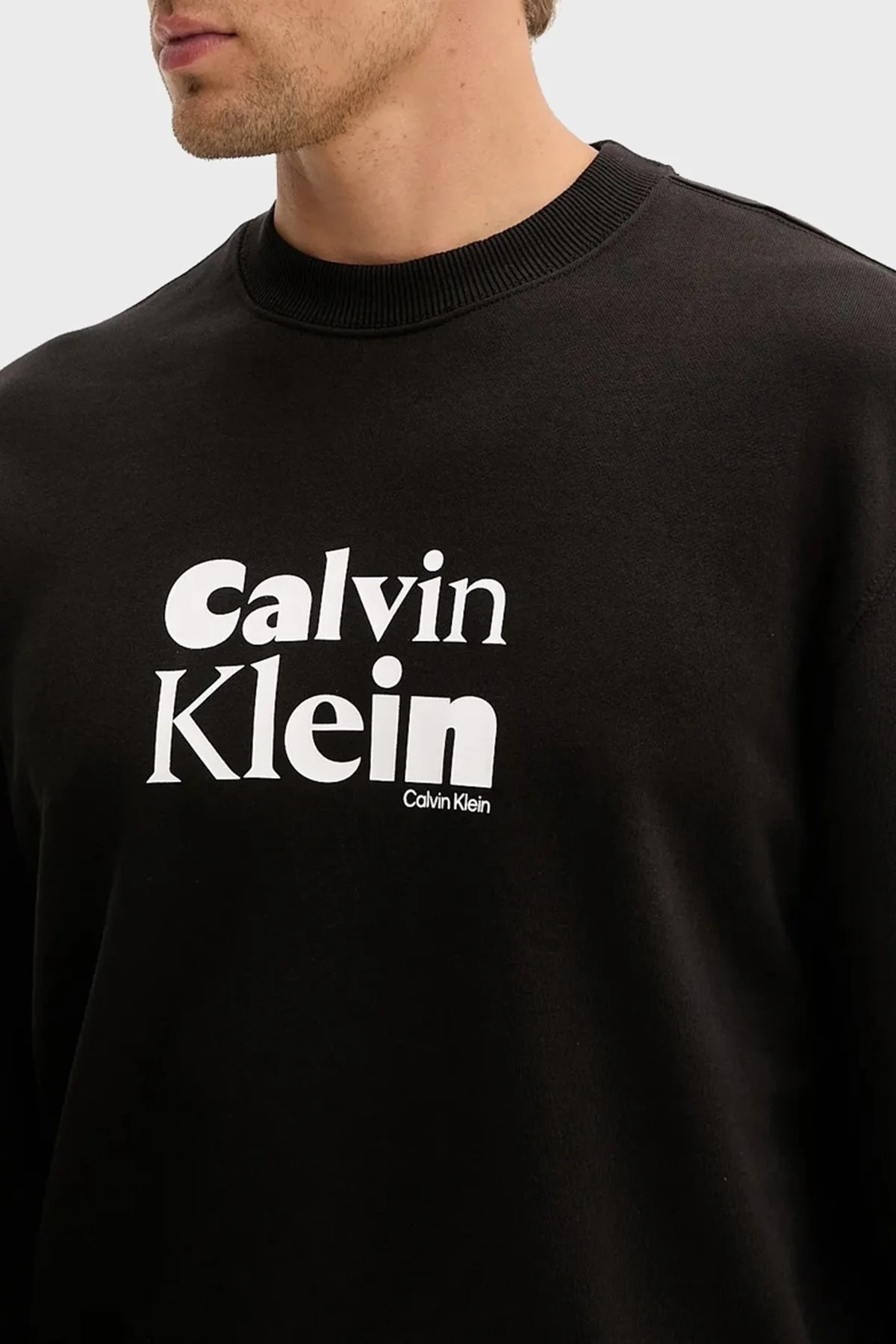 Calvin Klein Logolu Pamuklu Relaxed Fit Bisiklet Yaka LV04LD242GUB1 Erkek Sweat LV04LD242G UB1 SİYAH - 4