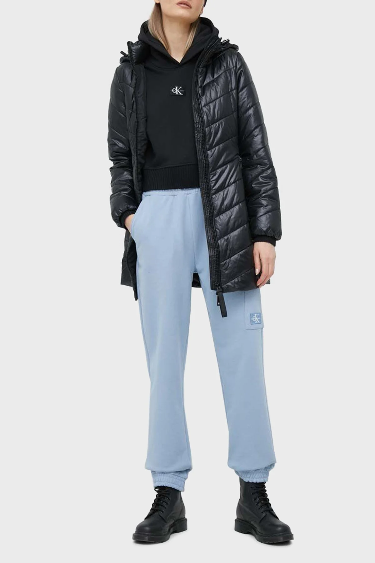 Calvin Klein Logolu Pamuklu Relaxed Fit Jogger Bayan Pantolon J20J220262 DAR AÇIK MAVİ - 1