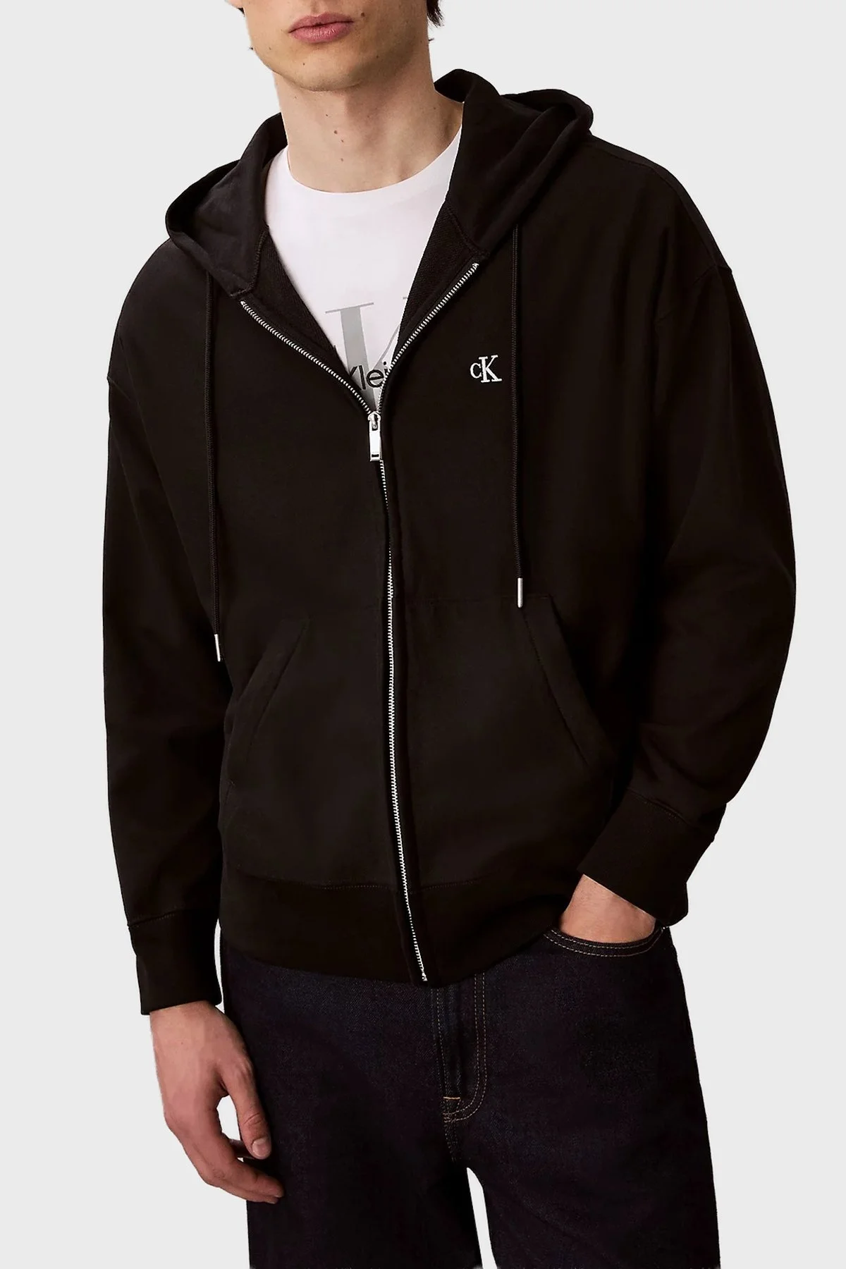 Calvin Klein Logolu Pamuklu Relaxed Fit Kapüşonlu LV04RD232GUB1 Erkek Sweat LV04RD232G UB1 SİYAH - 1