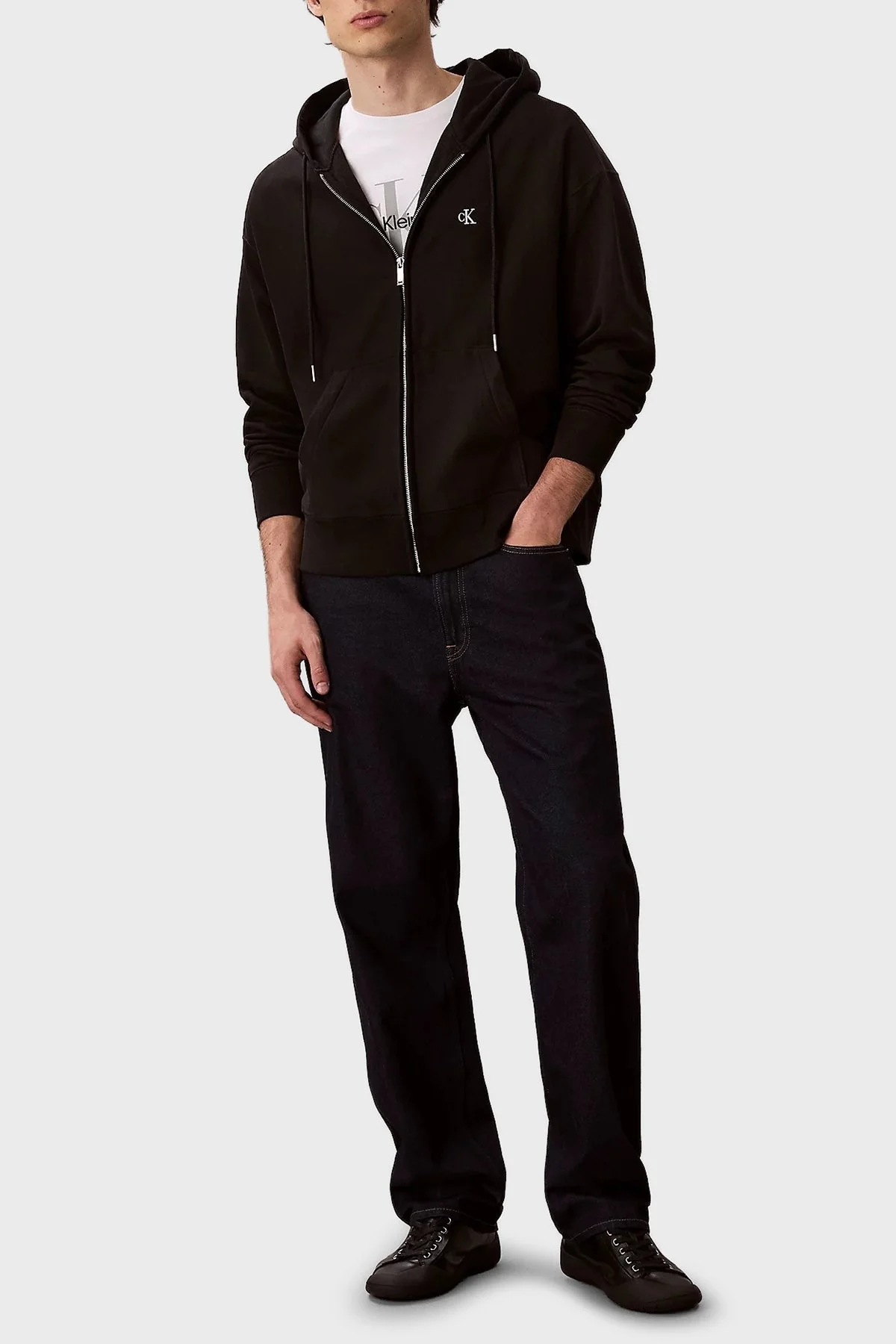 Calvin Klein Logolu Pamuklu Relaxed Fit Kapüşonlu LV04RD232GUB1 Erkek Sweat LV04RD232G UB1 SİYAH - 2