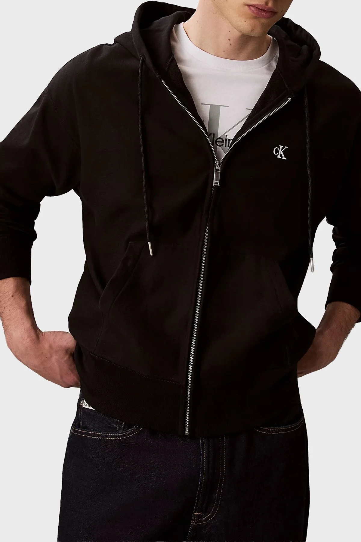 Calvin Klein Logolu Pamuklu Relaxed Fit Kapüşonlu LV04RD232GUB1 Erkek Sweat LV04RD232G UB1 SİYAH - 4