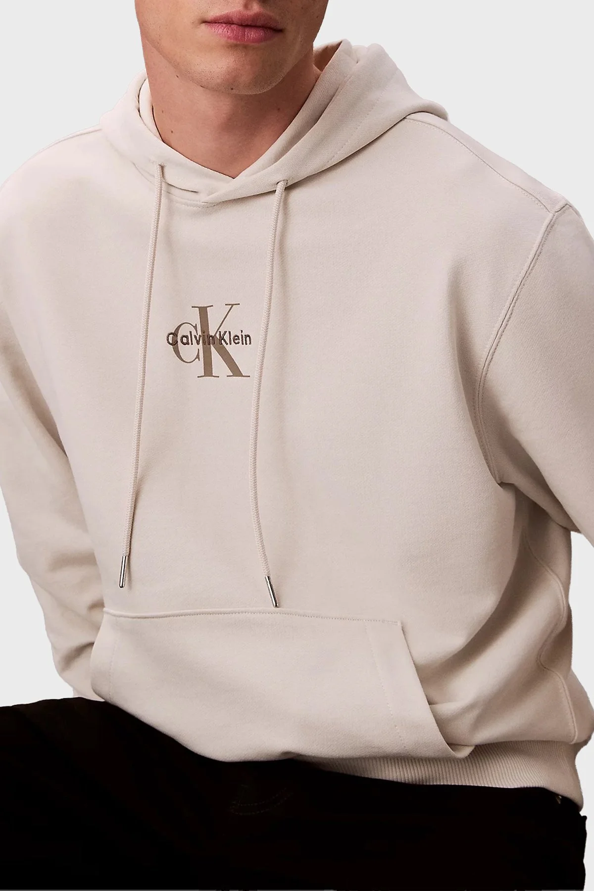 Calvin Klein Logolu Pamuklu Relaxed Fit Kapüşonlu LV04RD243G67U Erkek Sweat LV04RD243G 67U BEYAZ - 4