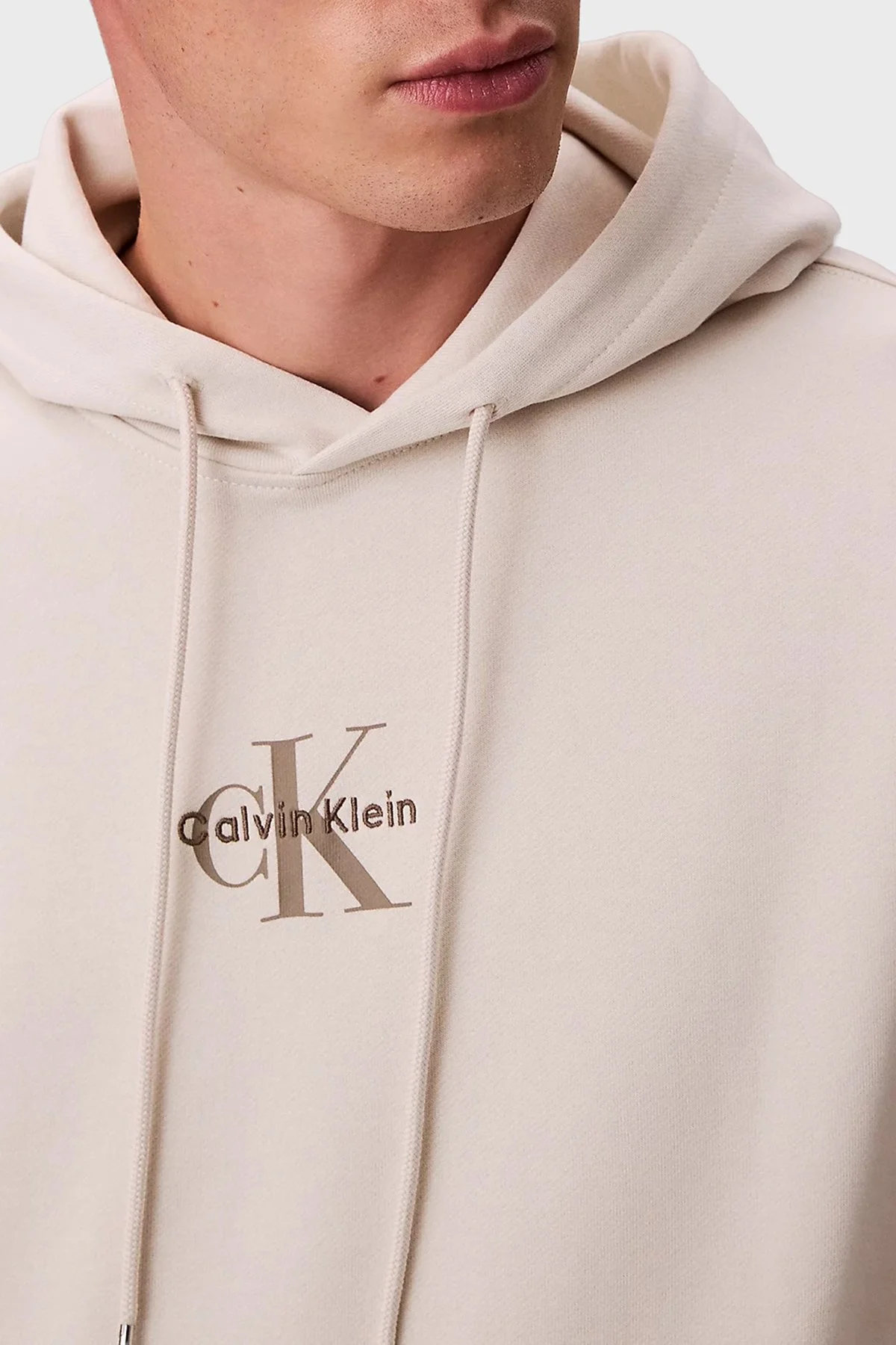 Calvin Klein Logolu Pamuklu Relaxed Fit Kapüşonlu LV04RD243G67U Erkek Sweat LV04RD243G 67U BEYAZ - 5