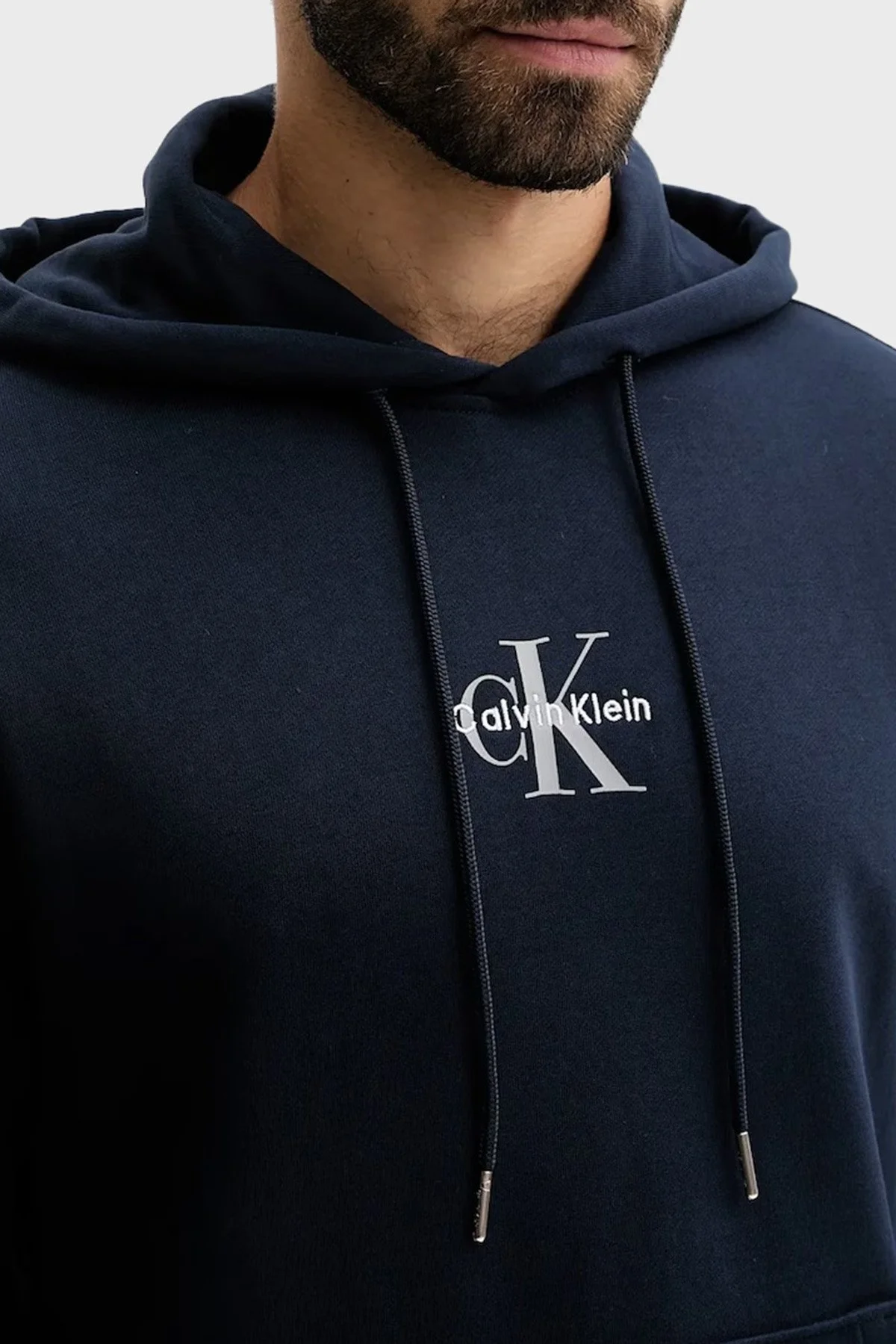 Calvin Klein Logolu Pamuklu Relaxed Fit Kapüşonlu LV04RD243GCEF Erkek Sweat LV04RD243G CEF LACİVERT - 3