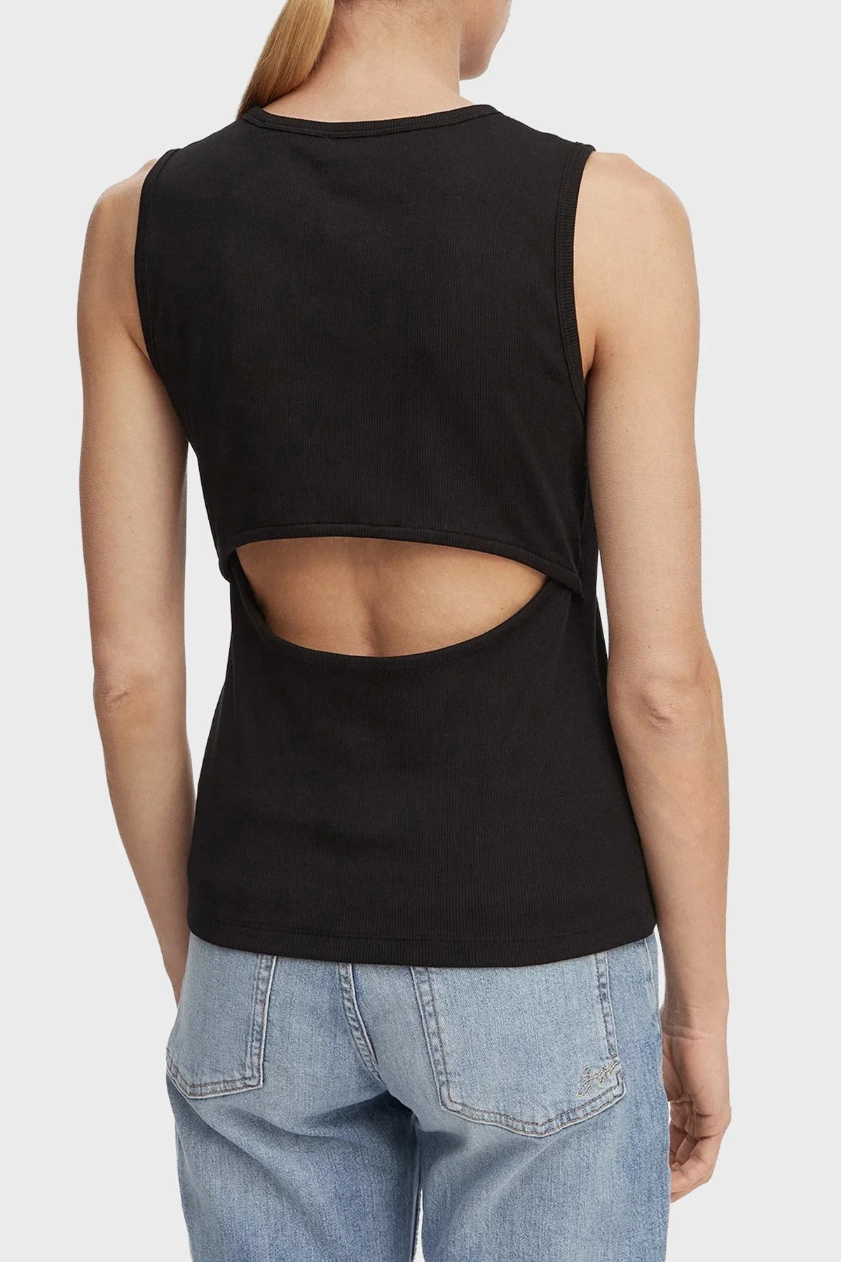 Calvin Klein Logolu Pamuklu Sırt Dekolteli LV047F246GUB1 Kadın Top LV047F246G UB1 SİYAH - 3