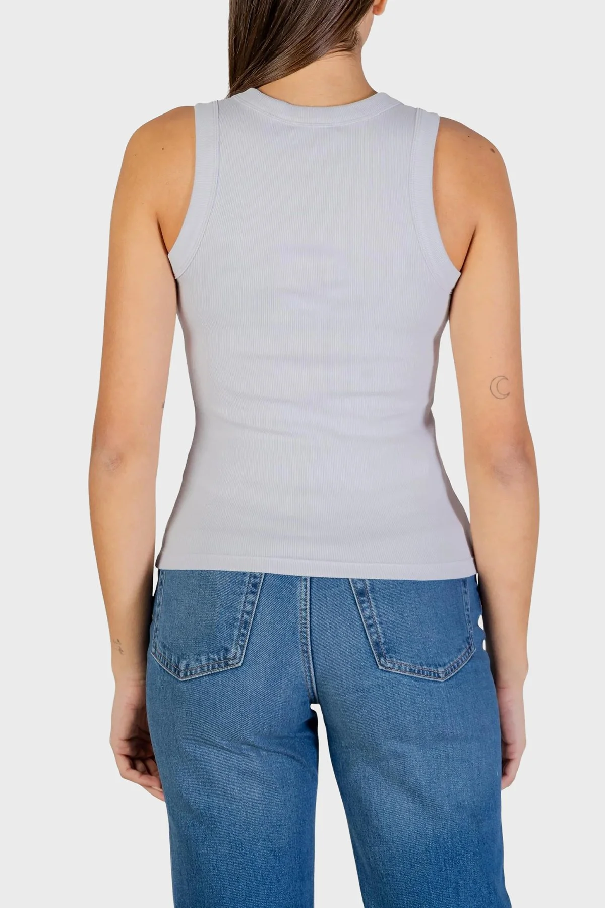 Calvin Klein Logolu Pamuklu Slim Fit Bisiklet Yaka LV047E200G2IK Bayan Top LV047E200G 2IK LİLA - 2