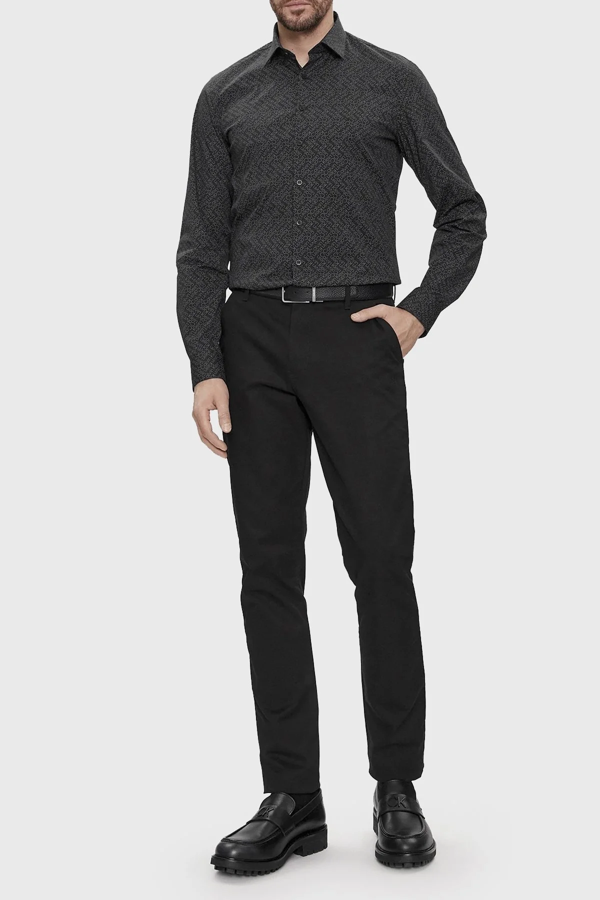 Calvin Klein Logolu Pamuklu Slim Fit K10K112312BEH Erkek Gömlek K10K112312 BEH SİYAH - 3