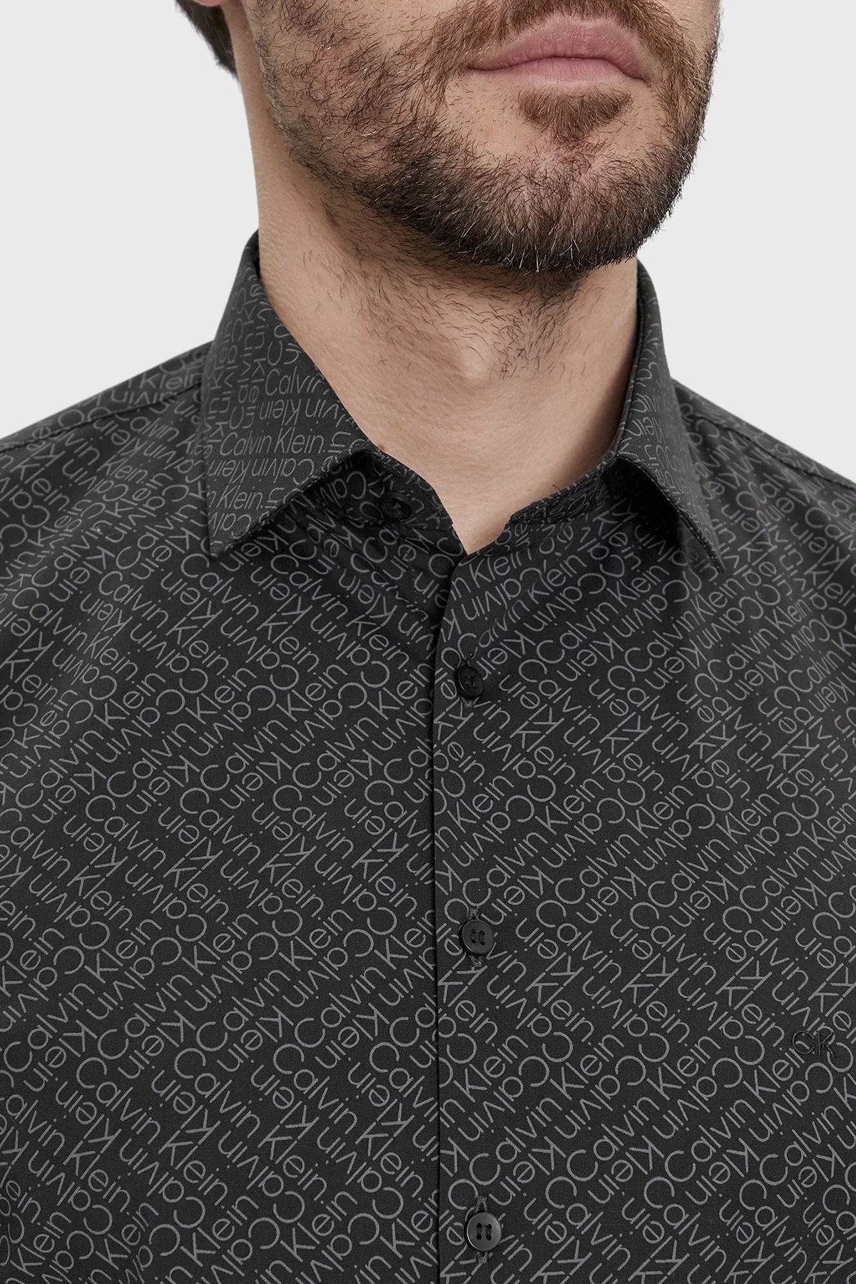 Calvin Klein Logolu Pamuklu Slim Fit K10K112312BEH Erkek Gömlek K10K112312 BEH SİYAH - 4