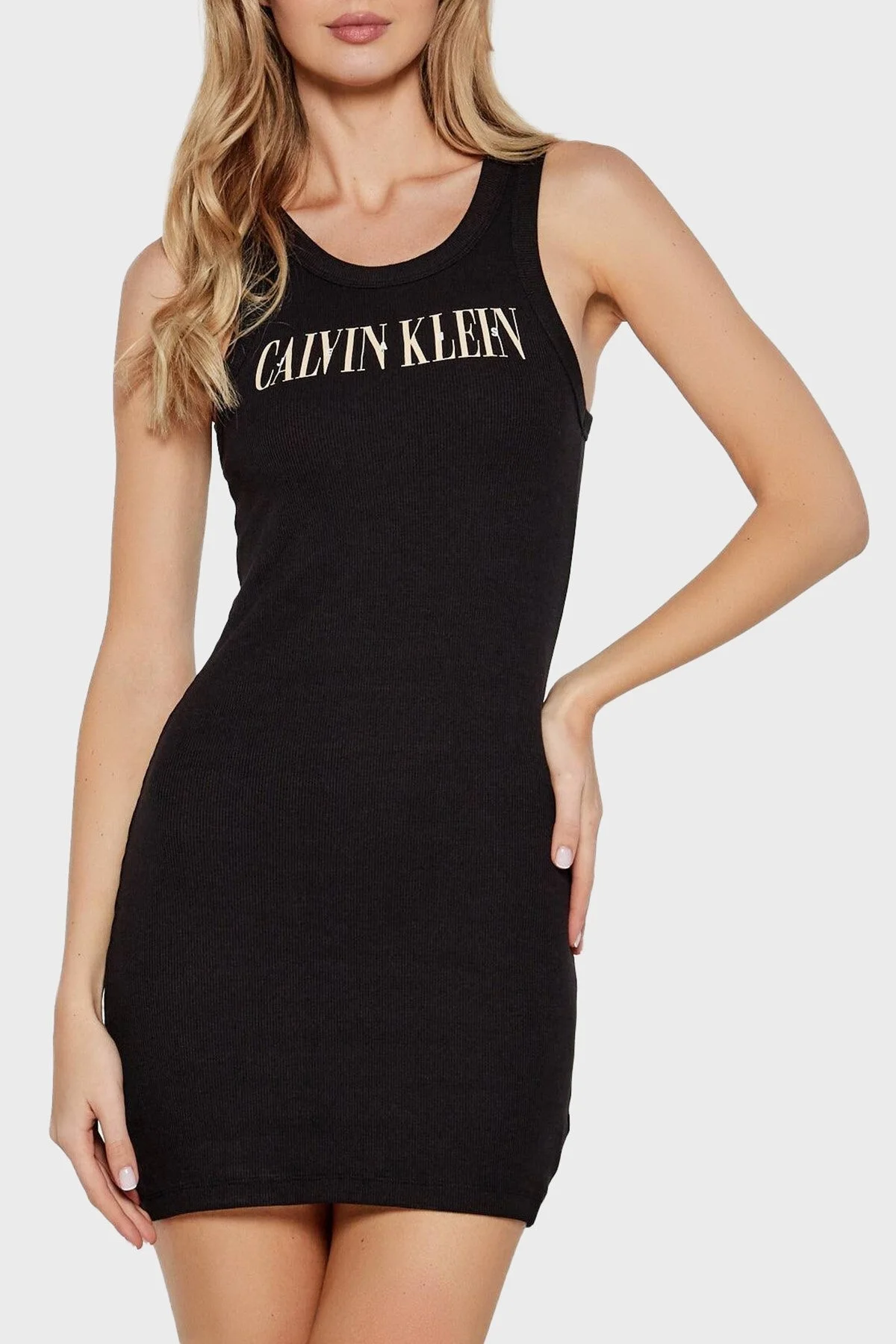 Calvin Klein Logolu Pamuklu Slim Fit Mini Boy J20J225577BEH Bayan Elbise J20J225577 BEH SİYAH - 5