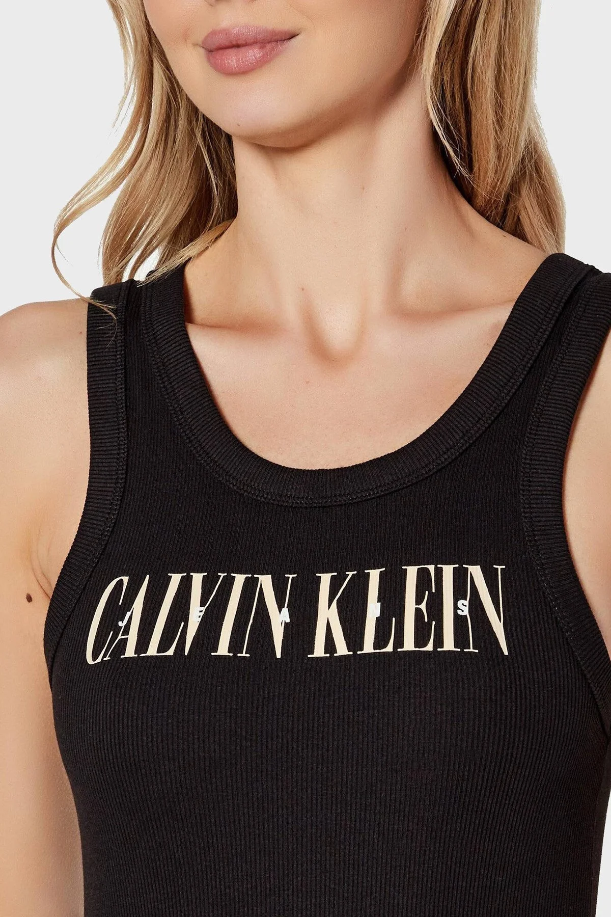 Calvin Klein Logolu Pamuklu Slim Fit Mini Boy J20J225577BEH Bayan Elbise J20J225577 BEH SİYAH - 8