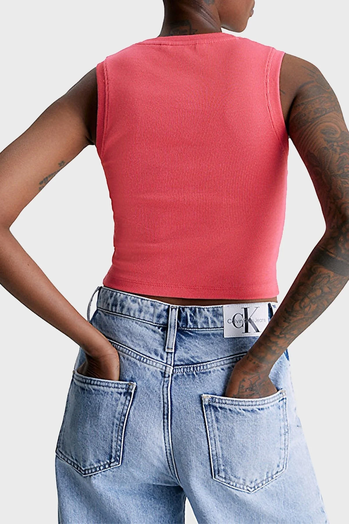 Calvin Klein Logolu Pamuklu Streç Jarse Crop J20J221521XI1 Bayan Atlet J20J221521 XI1 PEMBE - 2