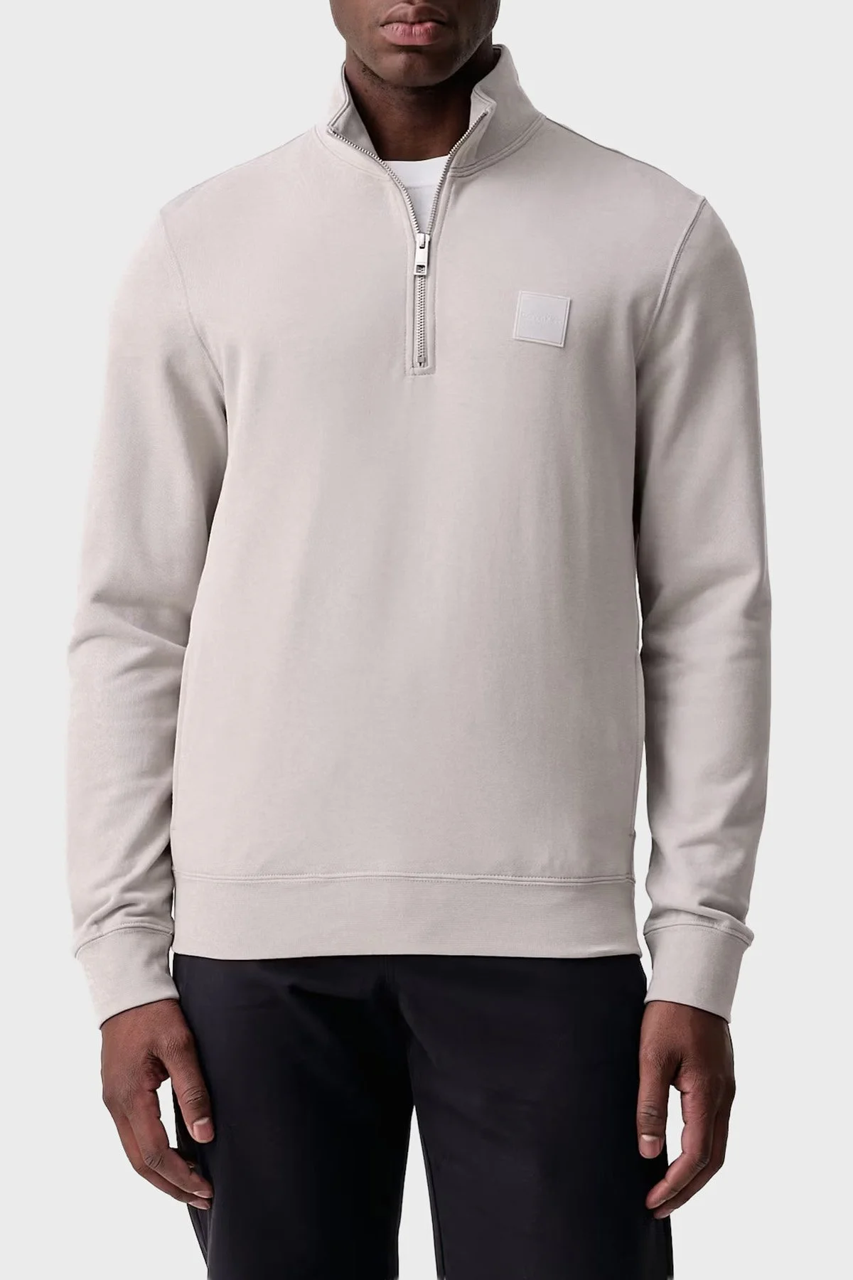 Calvin Klein Logolu Pamuklu Yarım Fermuarlı Dik Yaka LV04LH229GQCF Erkek Sweat LV04LH229G QCF Bej - 1
