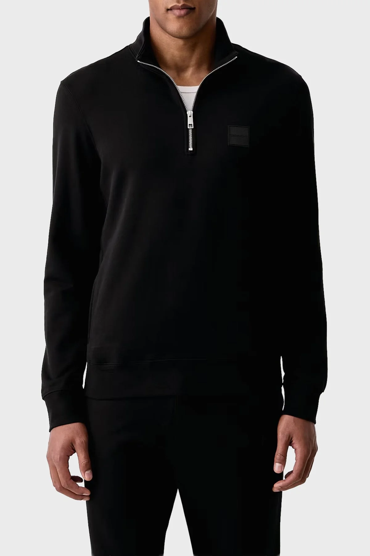 Calvin Klein Logolu Pamuklu Yarım Fermuarlı Dik Yaka LV04LH229GUB1 Erkek Sweat LV04LH229G UB1 Siyah - 1