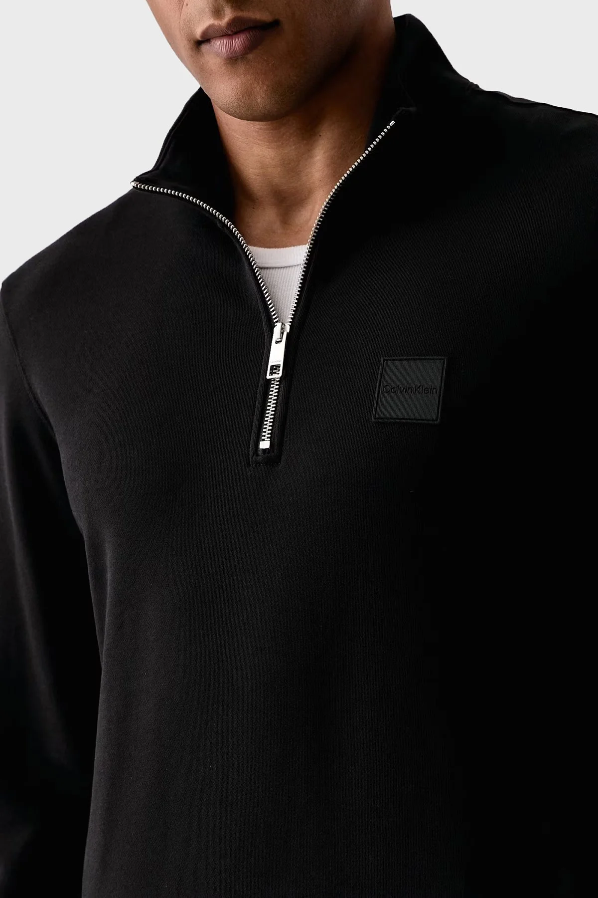 Calvin Klein Logolu Pamuklu Yarım Fermuarlı Dik Yaka LV04LH229GUB1 Erkek Sweat LV04LH229G UB1 Siyah - 4