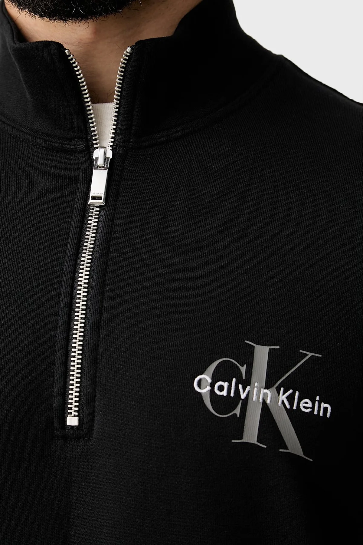 Calvin Klein Logolu Pamuklu Yarım Fermuarlı Dik Yaka LV04RG280GUB1 Erkek Sweat LV04RG280G UB1 SİYAH - 5