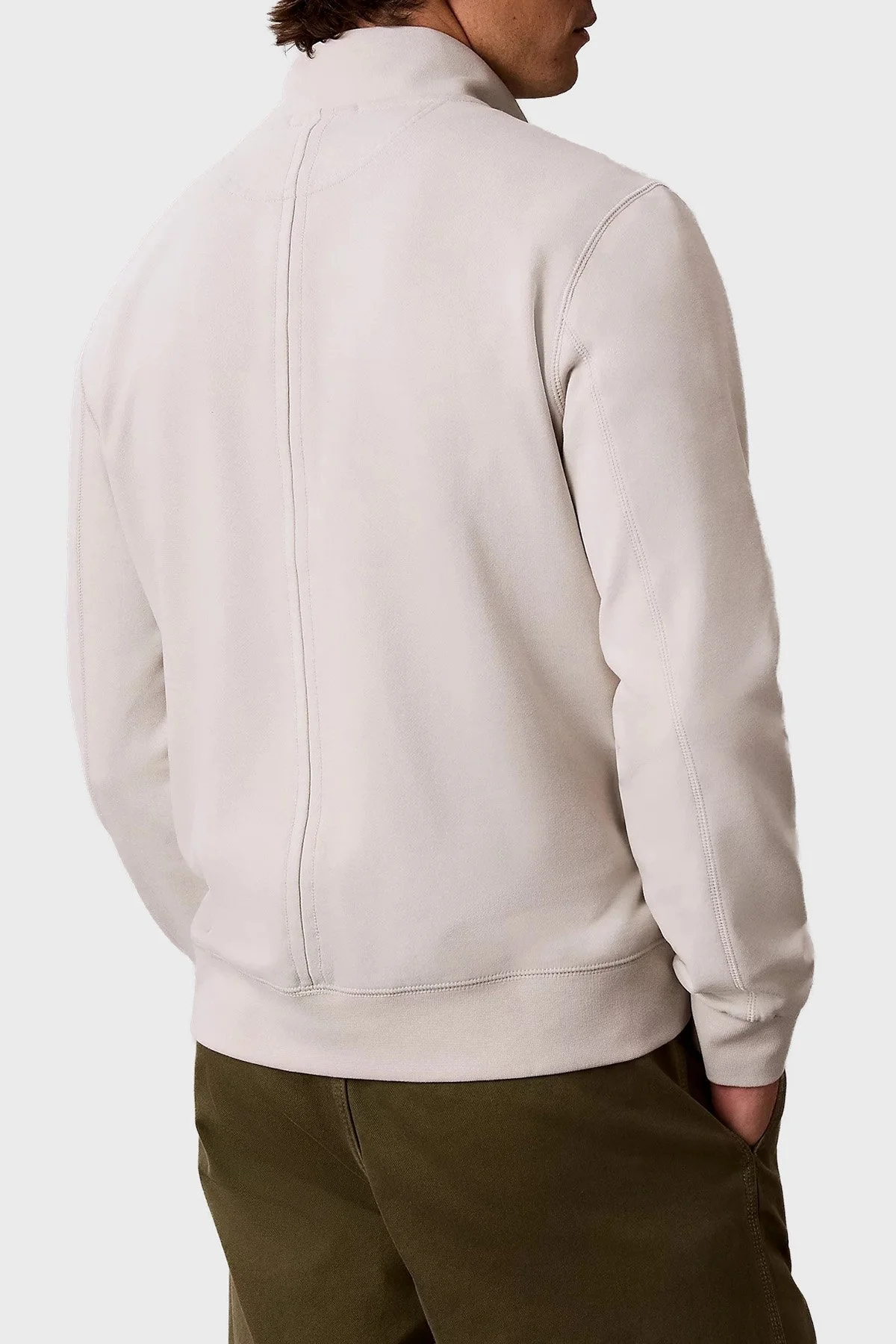 Calvin Klein Logolu Pamuklu Yarım Fermuarlı Dik Yaka LV04RJ203GPDJ Erkek Sweat LV04RJ203G PDJ Ekru - 2