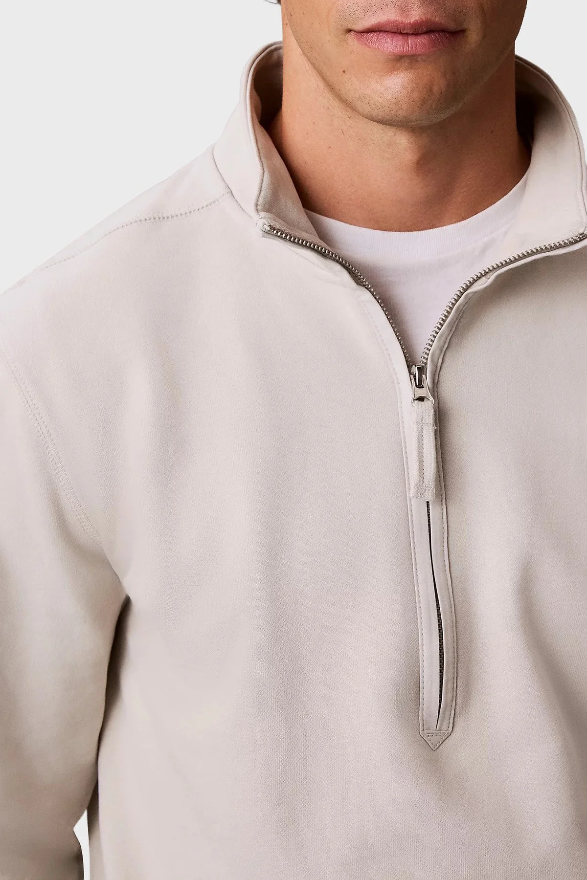 Calvin Klein Logolu Pamuklu Yarım Fermuarlı Dik Yaka LV04RJ203GPDJ Erkek Sweat LV04RJ203G PDJ Ekru - 4