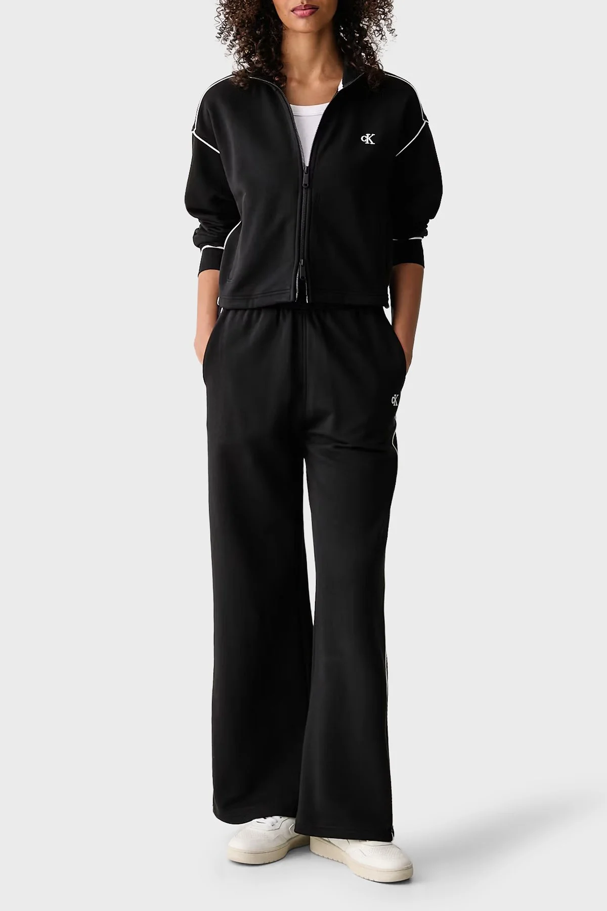 Calvin Klein Logolu Pamuklu Yüksek Bel Bol Paça LV047H258GUB1 Kadın Pantolon LV047H258G UB1 Siyah - 2