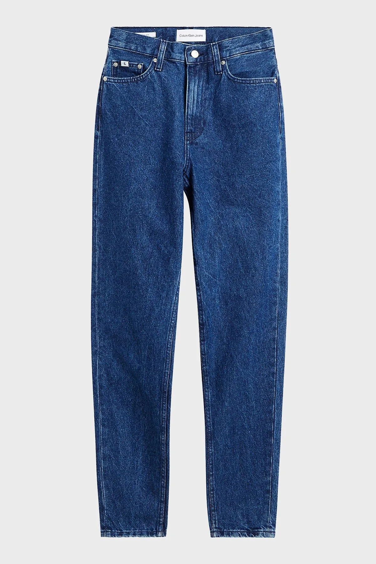 Calvin Klein Logolu Pamuklu Yüksek Bel Daralan Paça Mom Fit J20 Jeans J20J2221991A4 Bayan Kot Pantolon J20J222199 1A4 MAVİ - 5