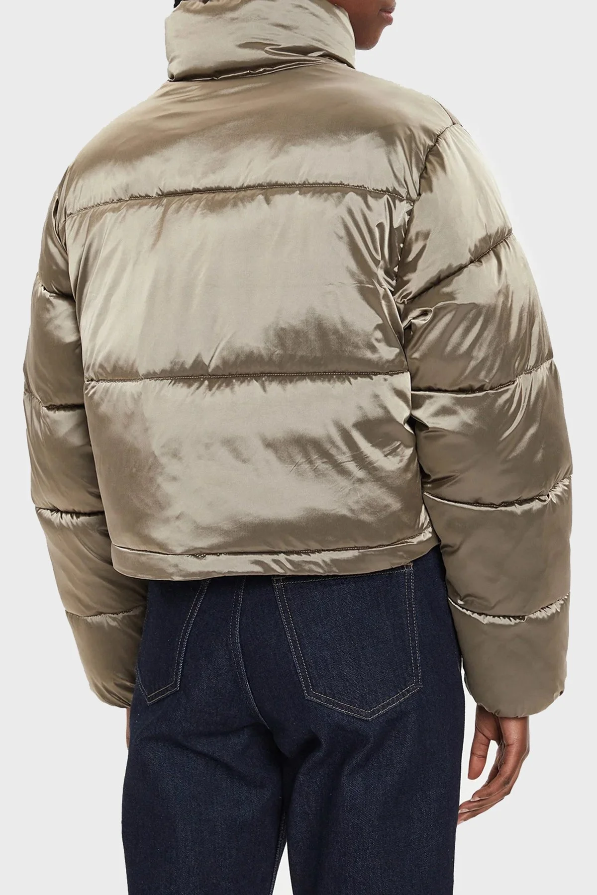 Calvin Klein Logolu Parlak Saten Crop Şişme J20J224124PAV Bayan Mont J20J224124 PAV BRONZ - 3