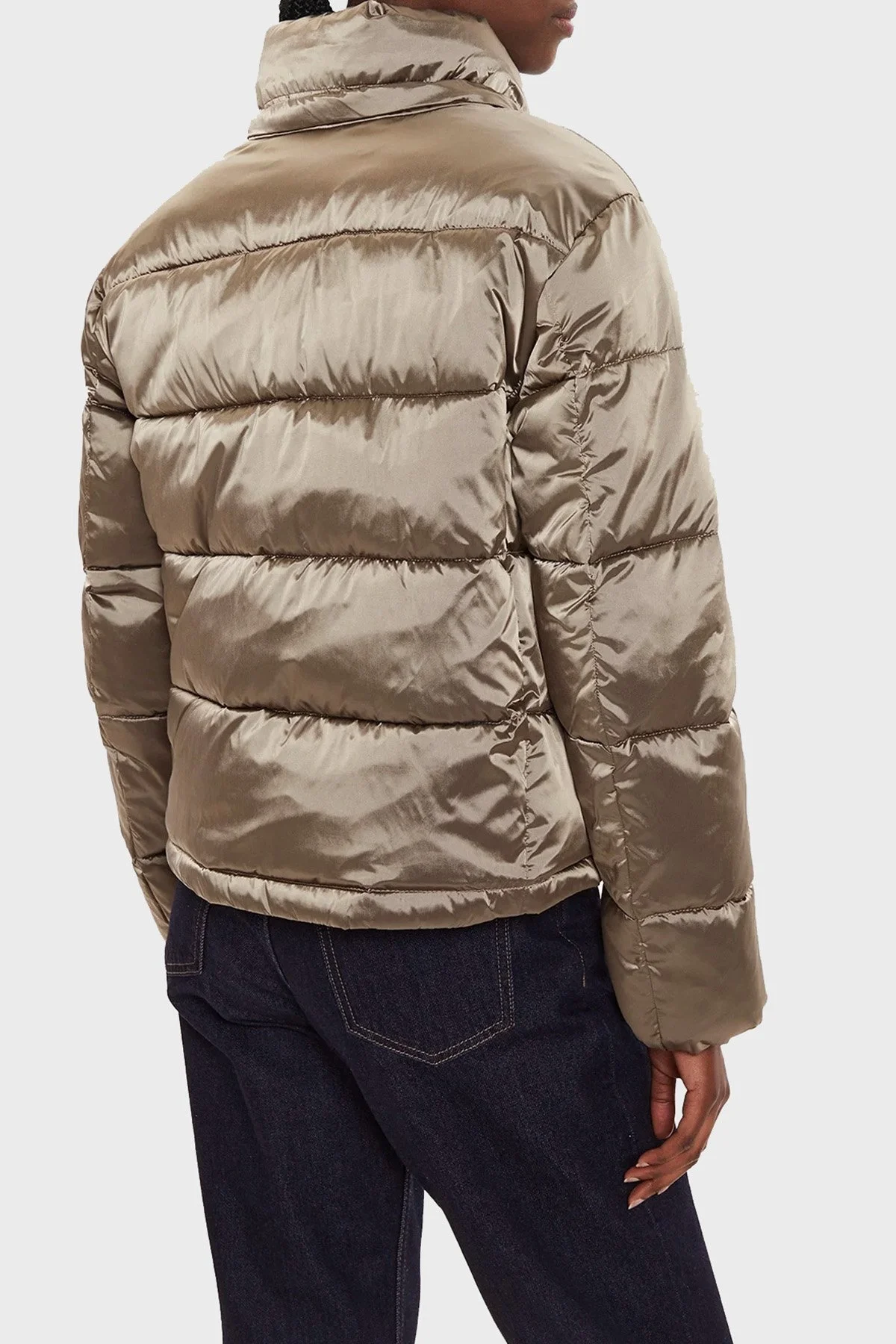 Calvin Klein Logolu Parlak Saten Şişme J20J224616PAV Bayan Mont J20J224616 PAV BRONZ - 2