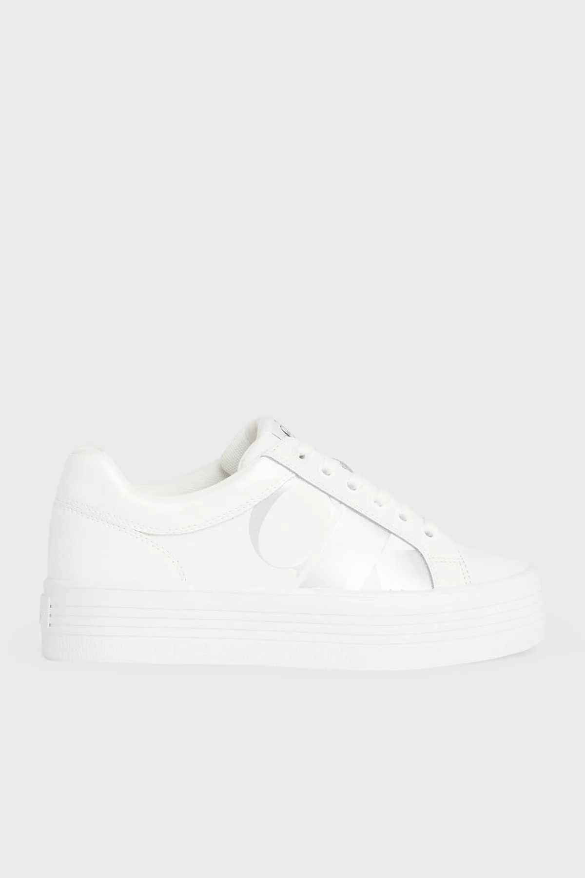 Calvin Klein Logolu Platform Sneaker YW0YW0141401V Bayan Ayakkabı YW0YW01414 01V BEYAZ-GÜMÜŞ - 1
