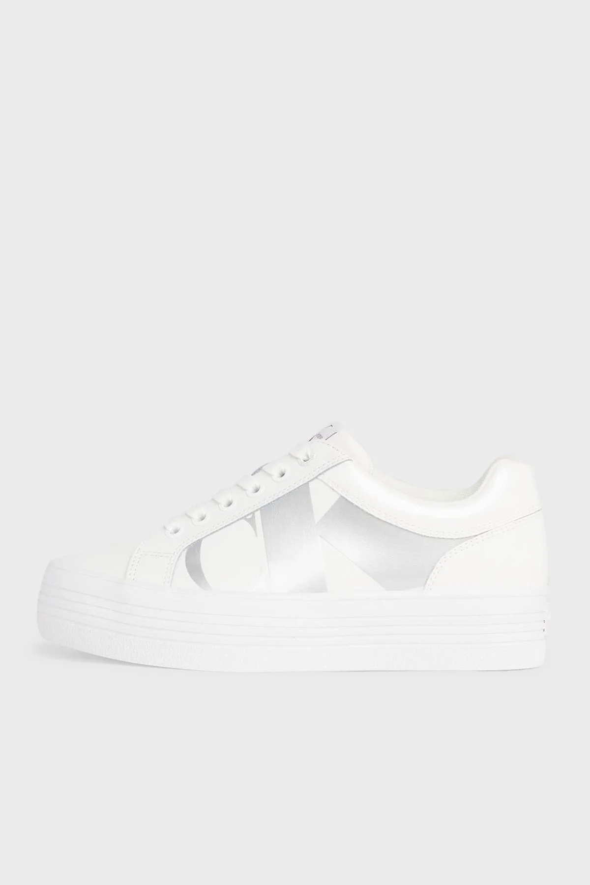 Calvin Klein Logolu Platform Sneaker YW0YW0141401V Bayan Ayakkabı YW0YW01414 01V BEYAZ-GÜMÜŞ - 2