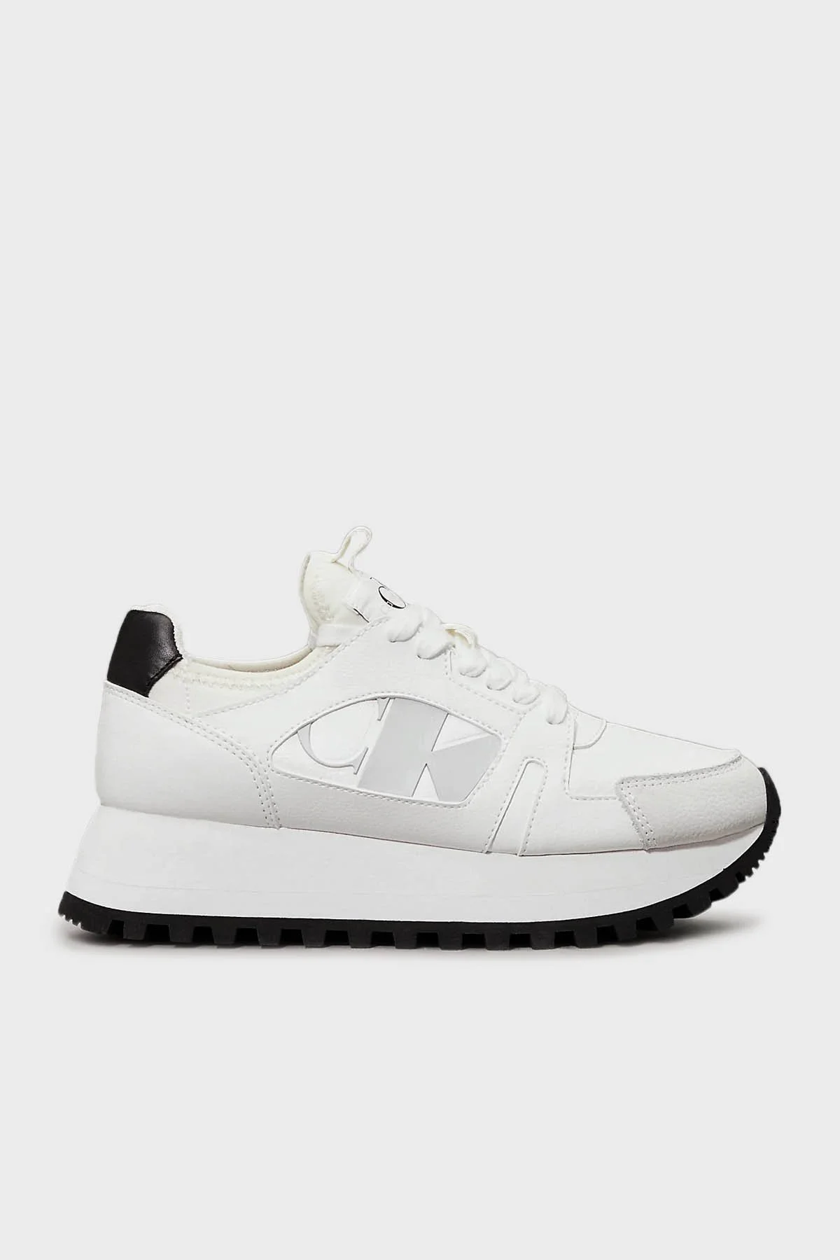 Calvin Klein Logolu Platform Taban Sneaker YW0YW0164201W Bayan Ayakkabı YW0YW01642 01W BEYAZ-SİYAH - 7