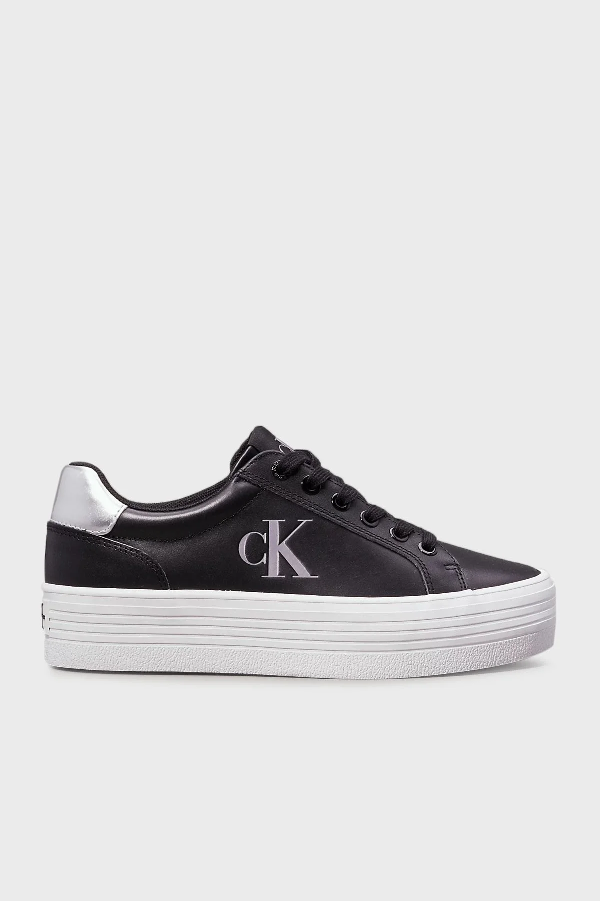 Calvin Klein Logolu Platform Taban Sneaker YW0YW016880GQ Bayan Ayakkabı YW0YW01688 0GQ SİYAH-GÜMÜŞ - 8