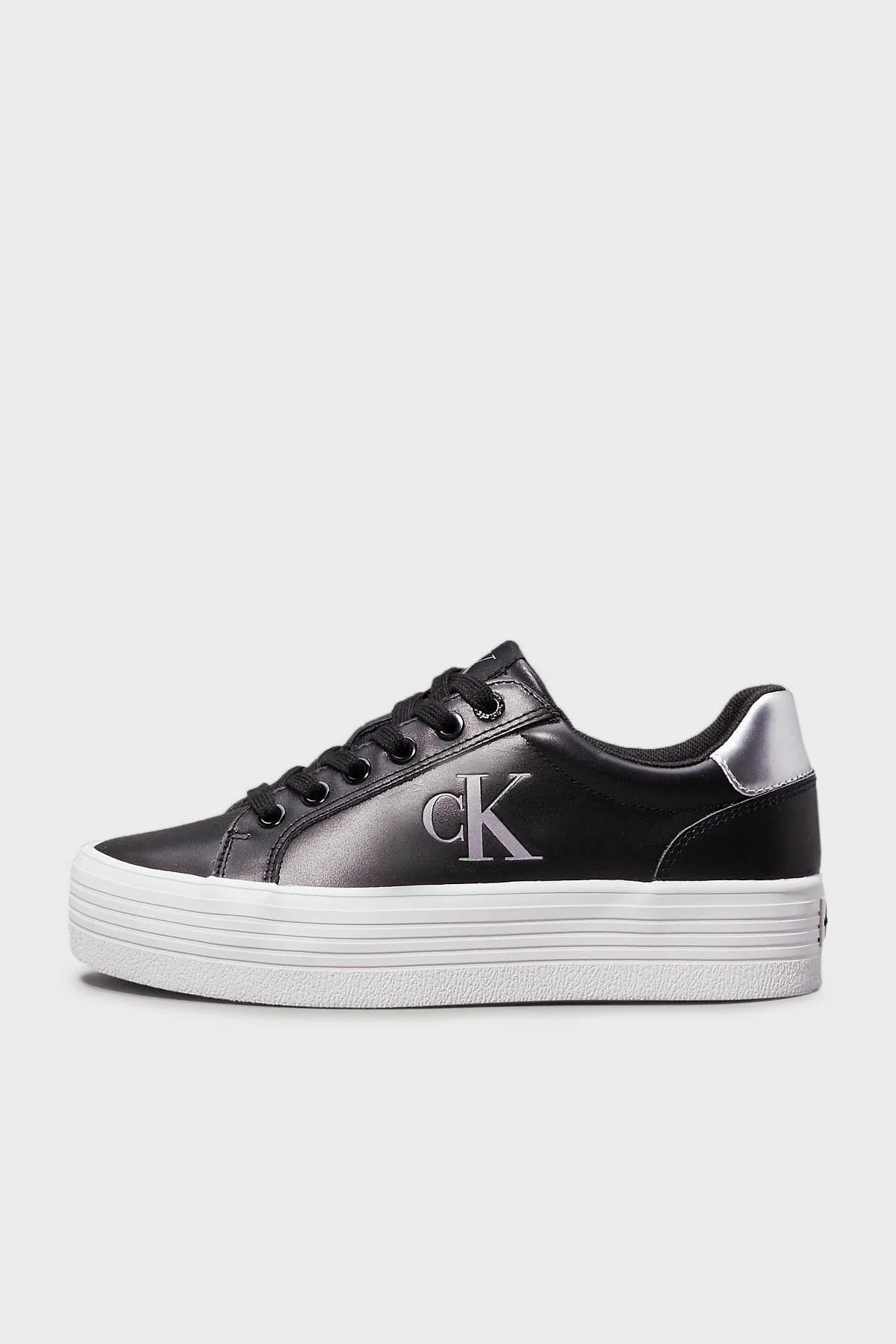 Calvin Klein Logolu Platform Taban Sneaker YW0YW016880GQ Bayan Ayakkabı YW0YW01688 0GQ SİYAH-GÜMÜŞ - 9