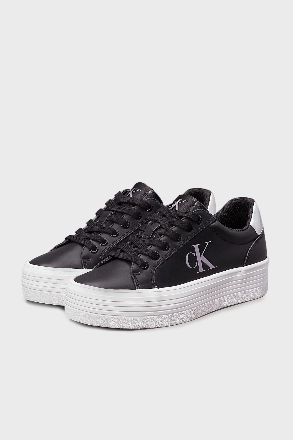 Calvin Klein Logolu Platform Taban Sneaker YW0YW016880GQ Bayan Ayakkabı YW0YW01688 0GQ SİYAH-GÜMÜŞ - 10