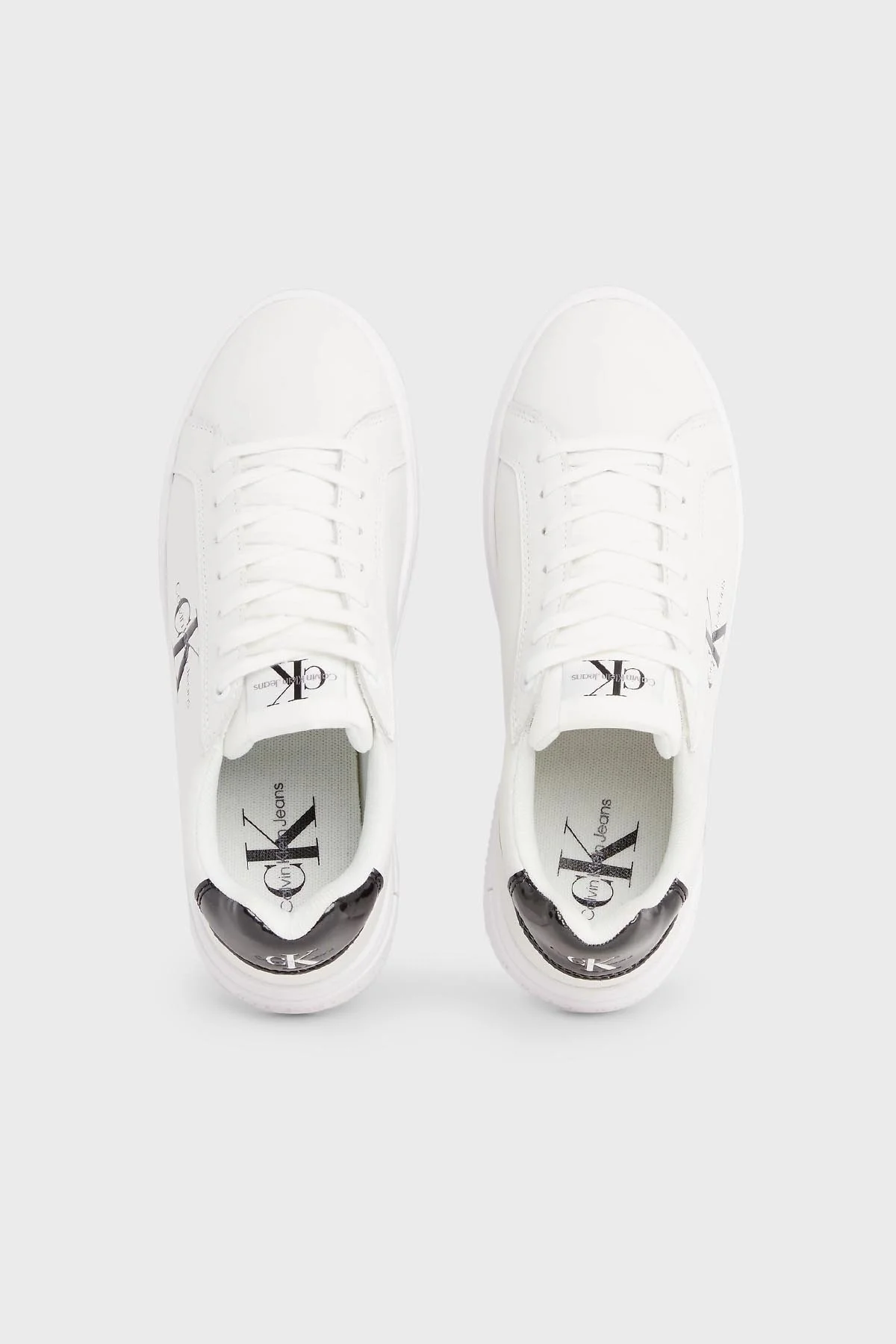 Calvin Klein Logolu Platform Topuk Deri Sneaker YW0YW0143101W Bayan Ayakkabı YW0YW01431 01W BEYAZ-SİYAH - 5