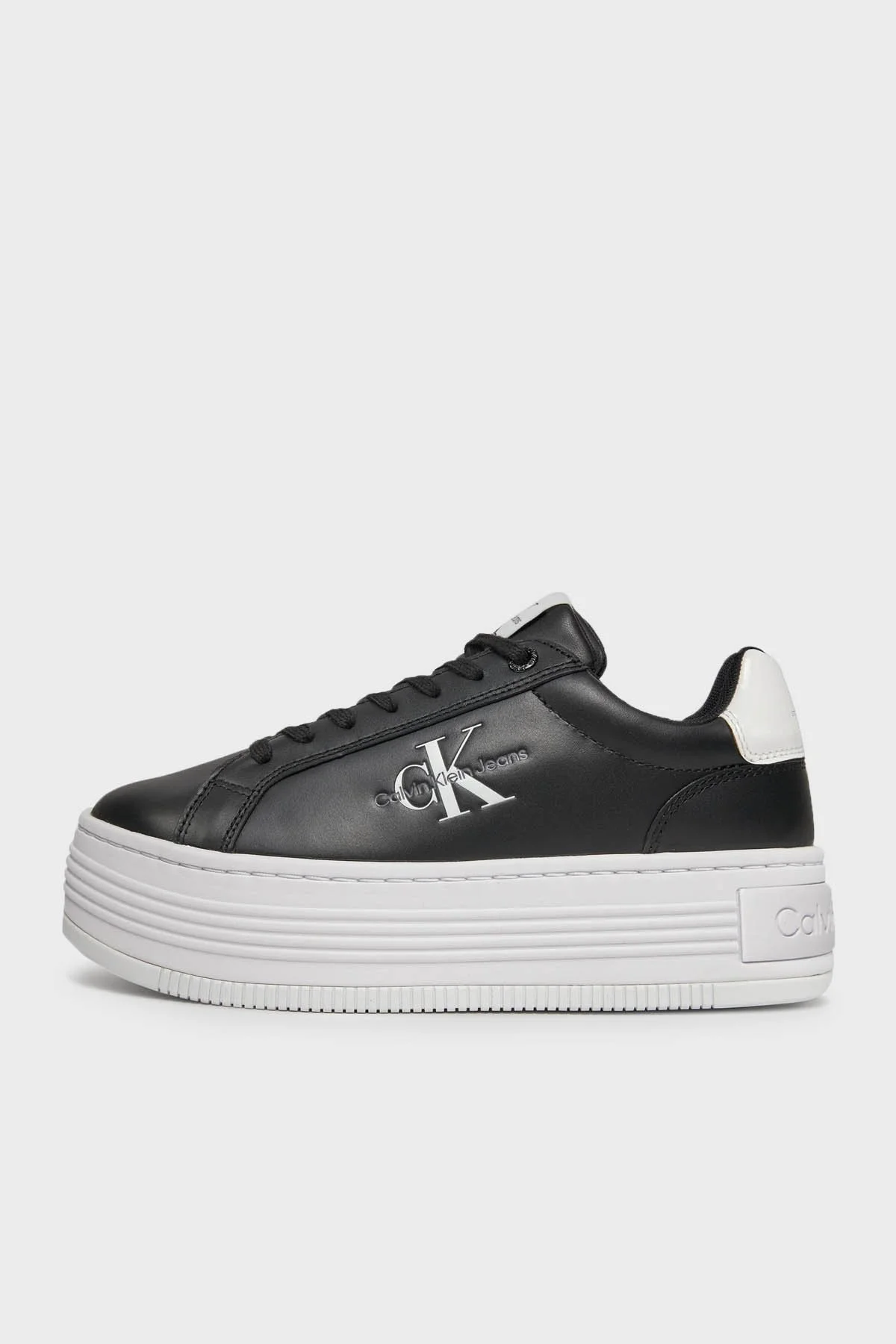 Calvin Klein Logolu Platform Topuk Deri Sneaker YW0YW014310GM Bayan Ayakkabı YW0YW01431 0GM SİYAH-BEYAZ - 2