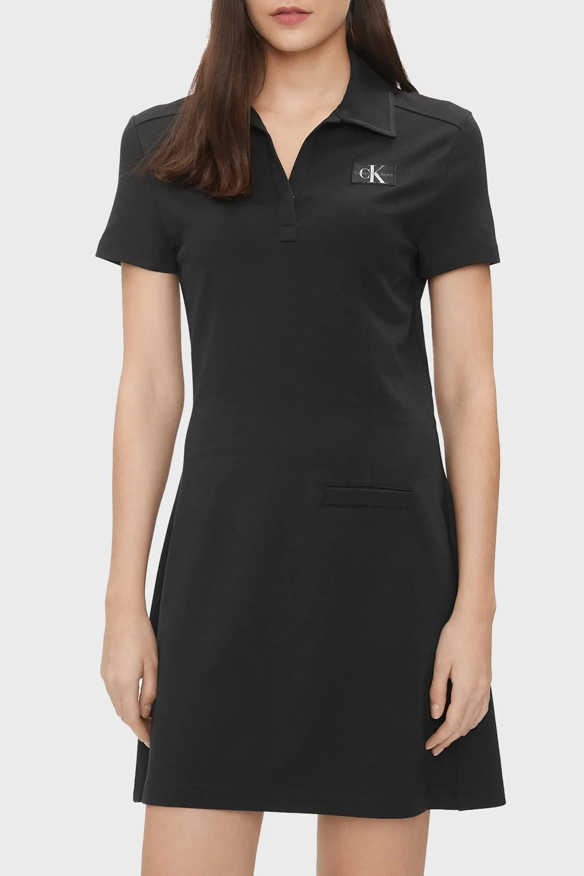 Calvin Klein Logolu Polo Yaka Regular Fit Mini J20J222532BEH Bayan Elbise J20J222532 BEH SİYAH - 1