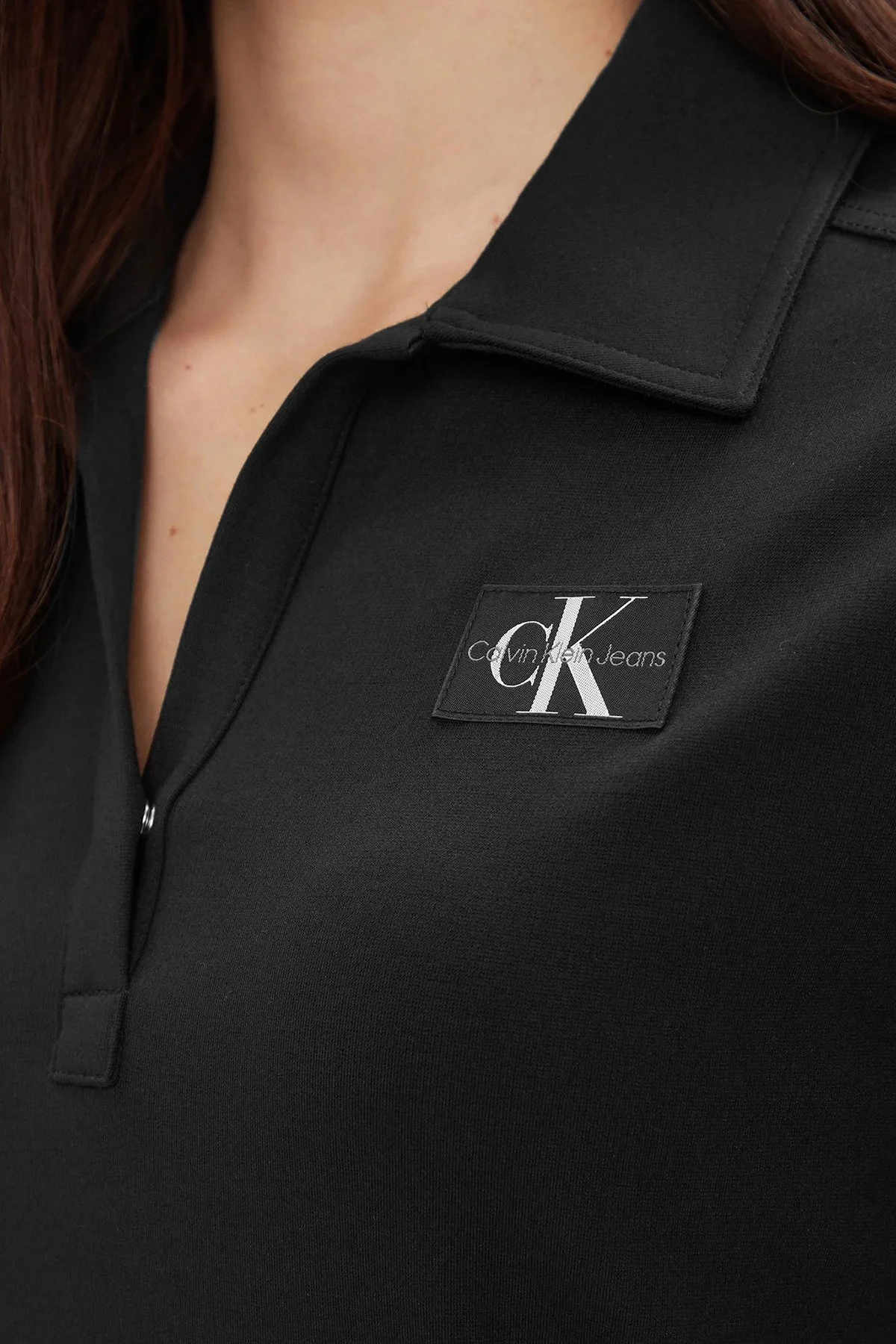 Calvin Klein Logolu Polo Yaka Regular Fit Mini J20J222532BEH Bayan Elbise J20J222532 BEH SİYAH - 5
