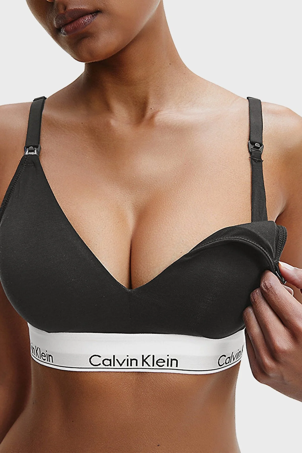 Calvin Klein Logolu Rahat Yumuşak Streç Pamuklu Emzirme 000QF6218E001 Bayan Sütyen 000QF6218E 001 SİYAH - 2
