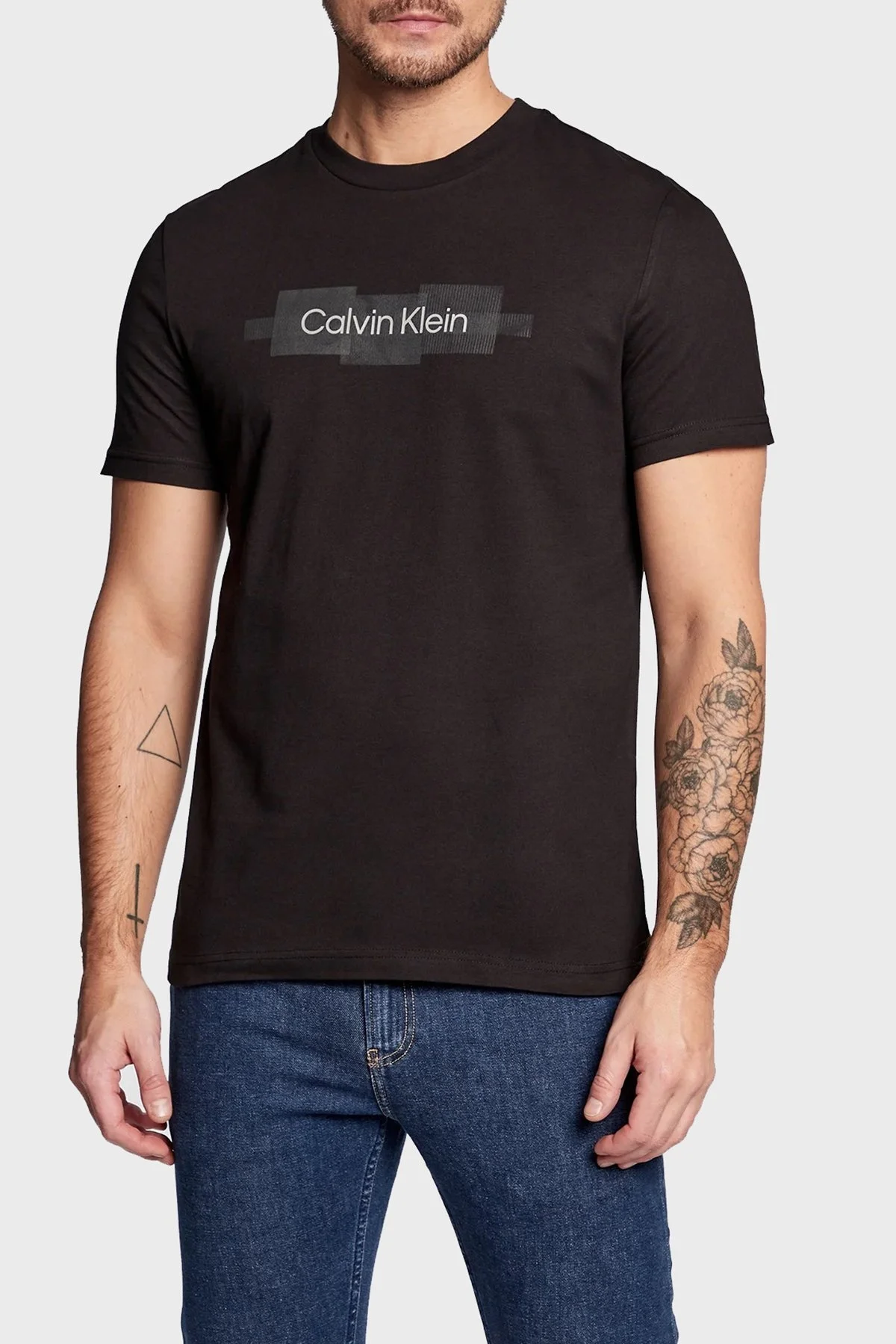Calvin Klein Logolu Regular Fit Bisiklet Yaka % 100 Pamuk Erkek T Shirt K10K110799 BEH SİYAH - 1