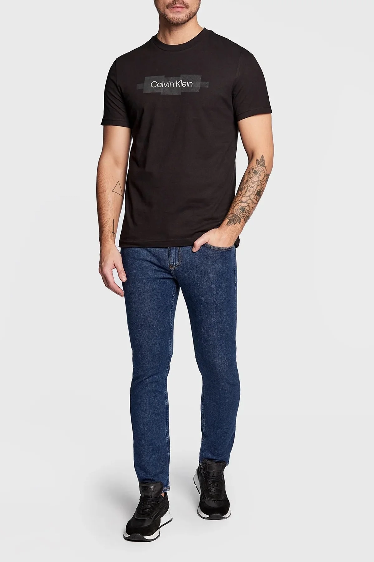 Calvin Klein Logolu Regular Fit Bisiklet Yaka % 100 Pamuk Erkek T Shirt K10K110799 BEH SİYAH - 2