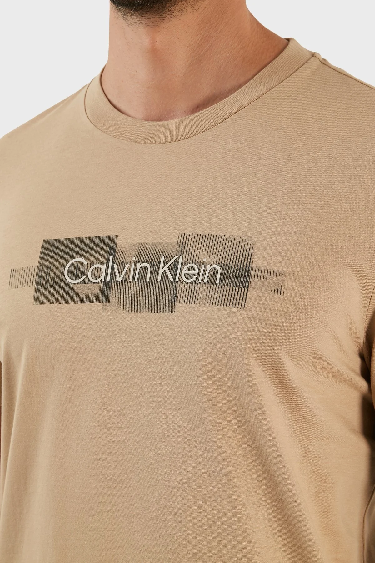 Calvin Klein Logolu Regular Fit Bisiklet Yaka % 100 Pamuk Erkek T Shirt K10K110799 PF2 BEJ - 6