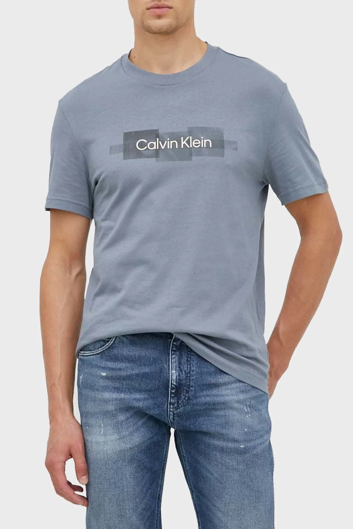 Calvin Klein Logolu Regular Fit Bisiklet Yaka % 100 Pamuk Erkek T Shirt K10K110799 POC GRİ - 1