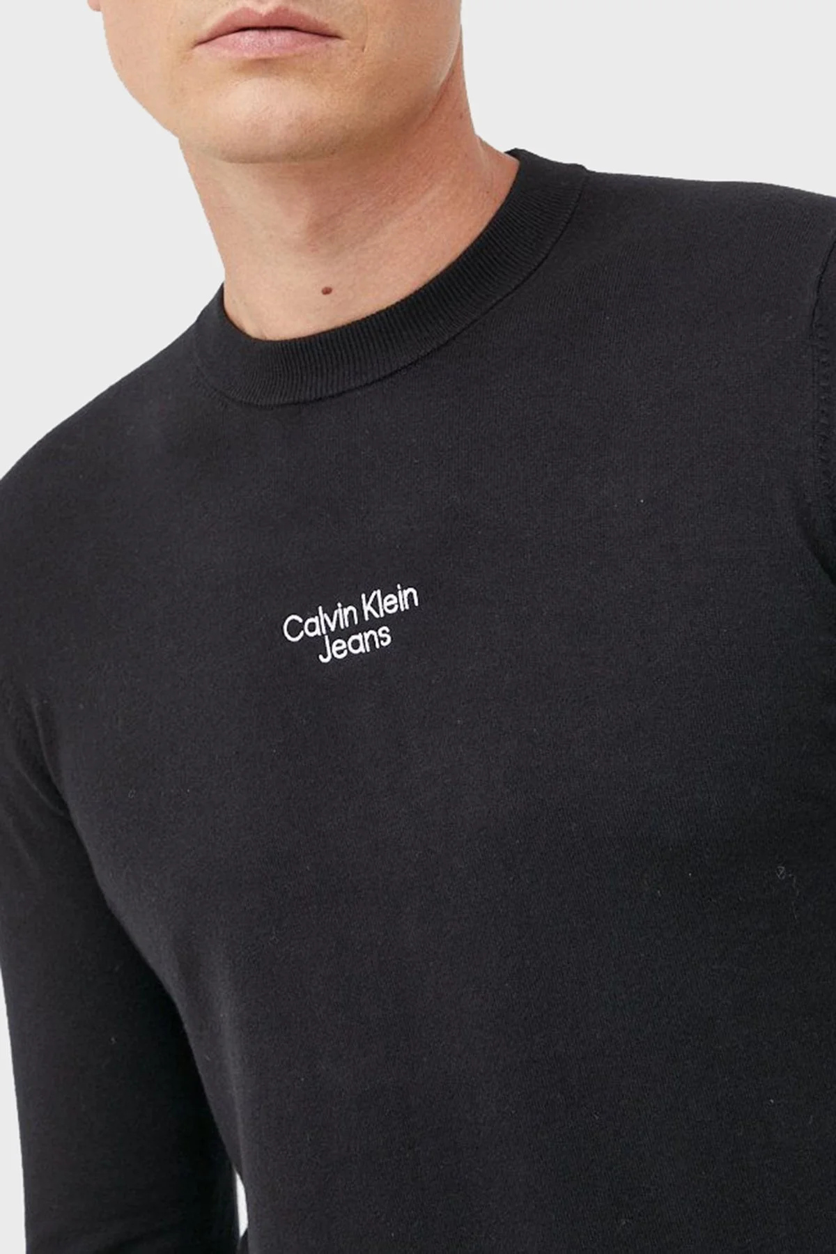 Calvin Klein Logolu Regular Fit Bisiklet Yaka Pamuklu Erkek Kazak J30J320618 BEH SİYAH - 2