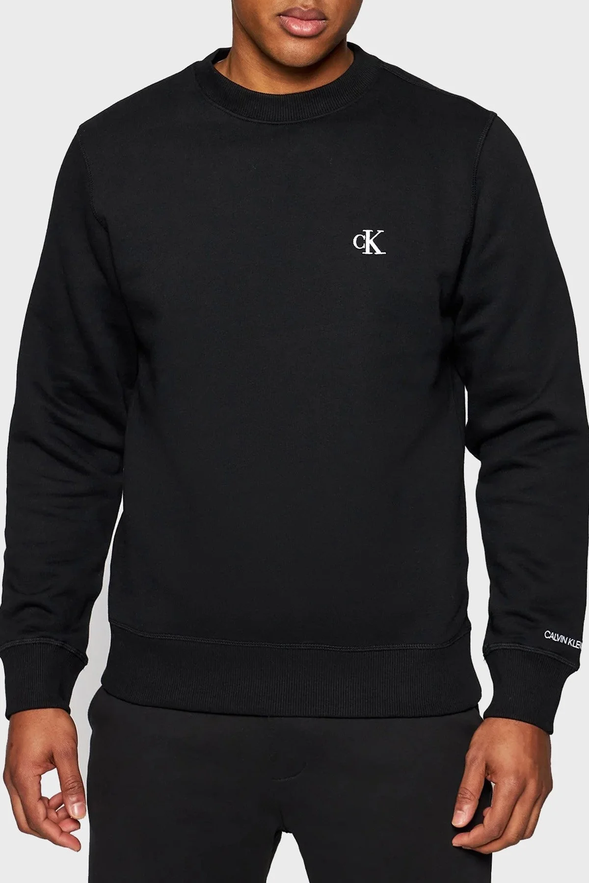 Calvin Klein Logolu Regular Fit Bisiklet Yaka Pamuklu Erkek Sweat J30J314536 BAE SİYAH - 1